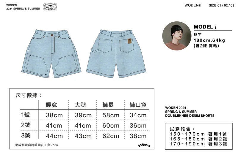 WODEN 2024 Spring & Summer 028 Doubleknee Denim Shorts