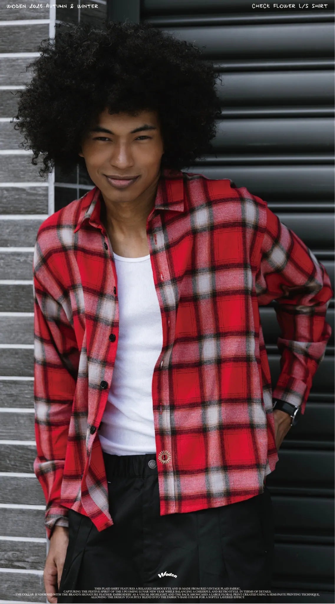 WODEN 2025 Autumn & Winter 018 Check Flower L/S Shirt