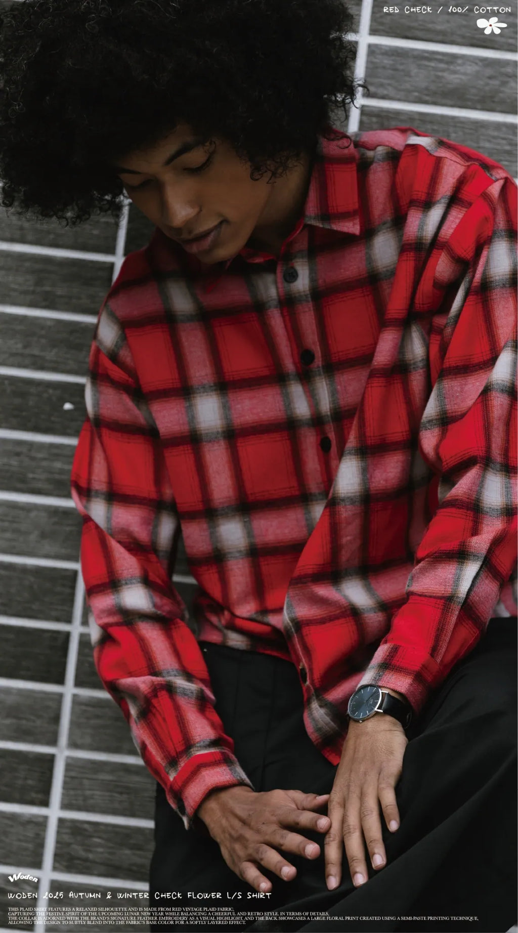 WODEN 2025 Autumn & Winter 018 Check Flower L/S Shirt
