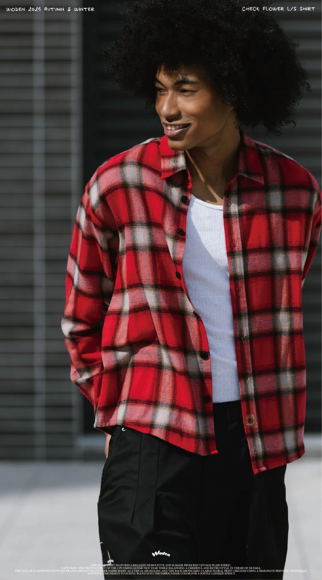 WODEN 2025 Autumn & Winter 018 Check Flower L/S Shirt
