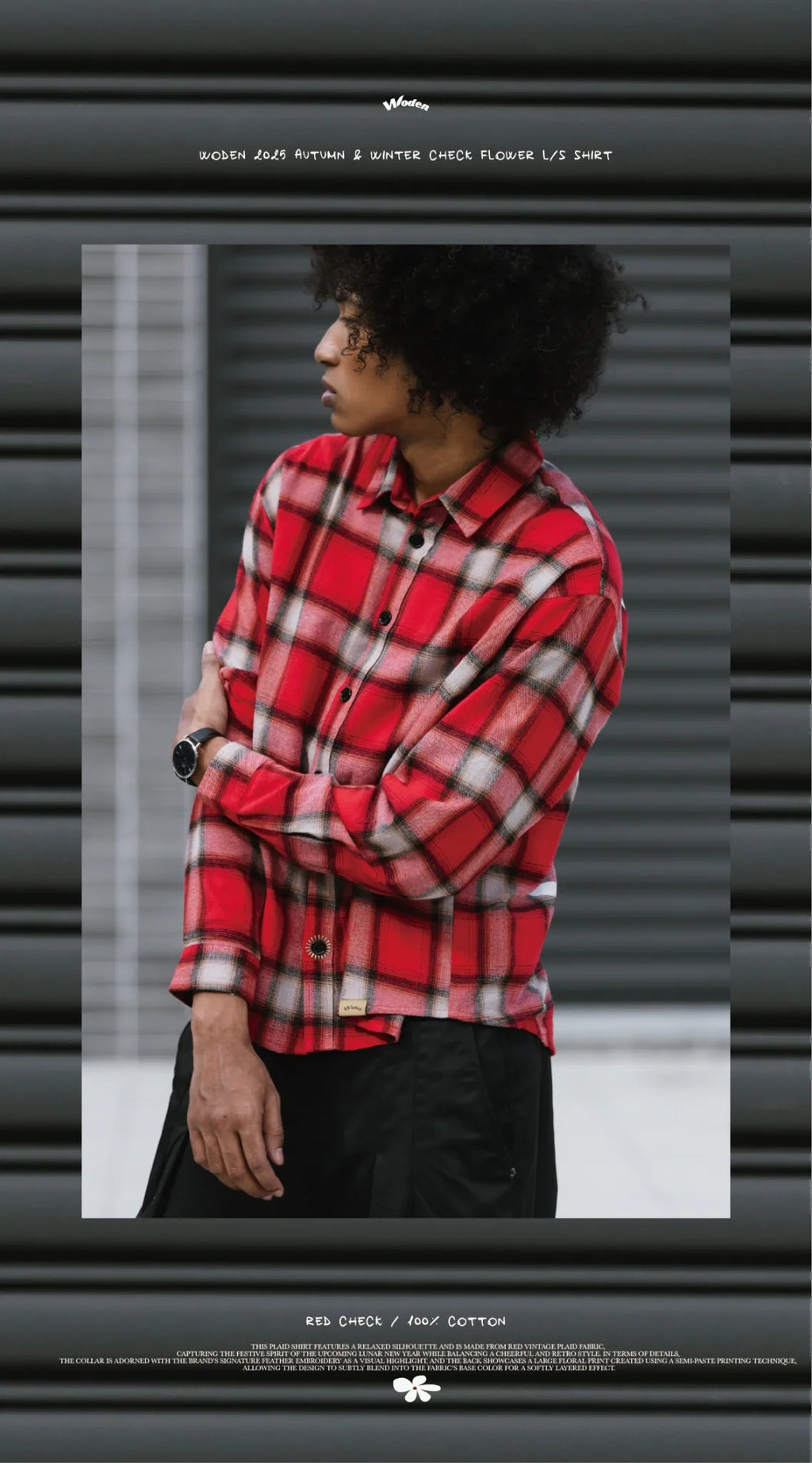 WODEN 2025 Autumn & Winter 018 Check Flower L/S Shirt