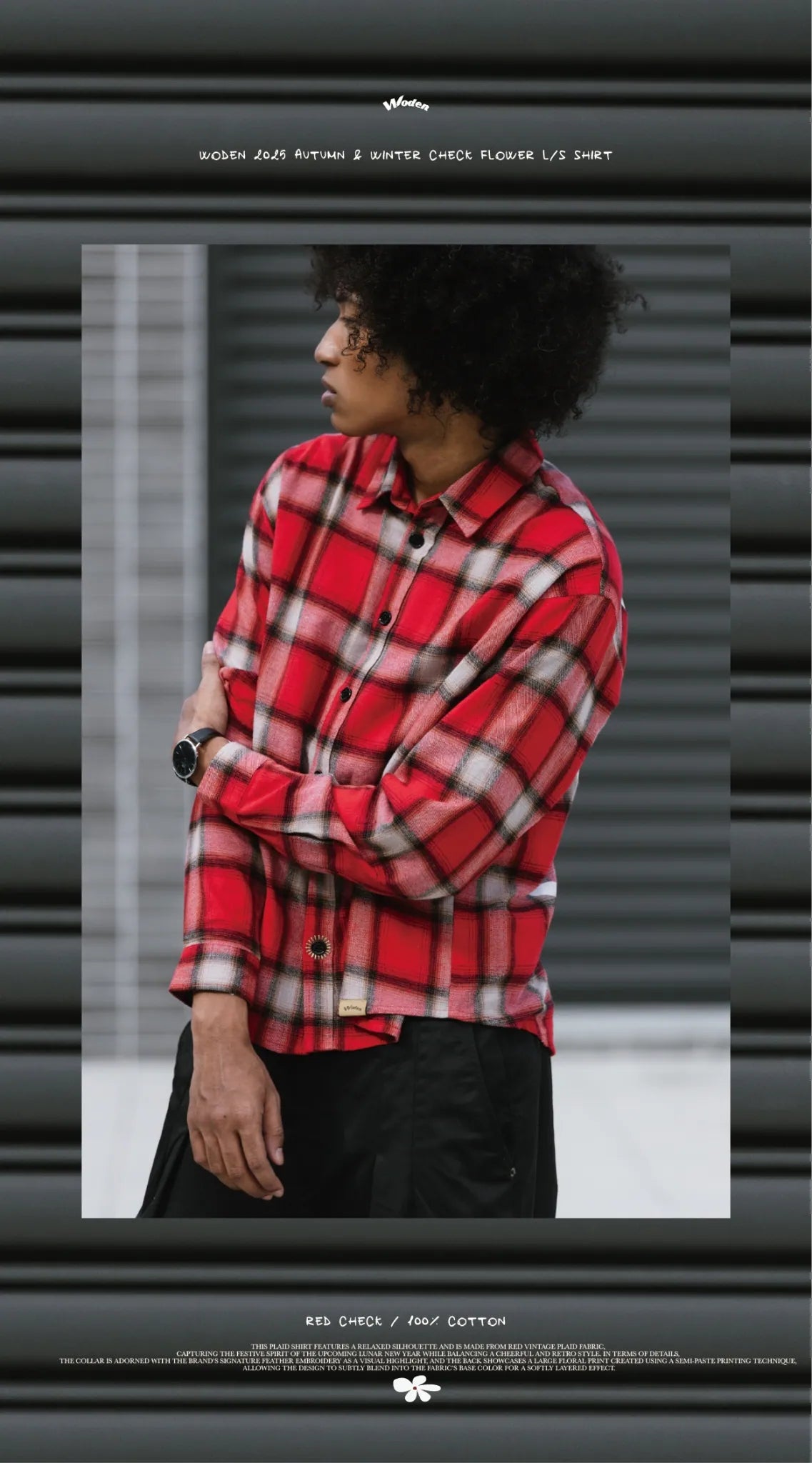 WODEN 2025 Autumn & Winter 018 Check Flower L/S Shirt