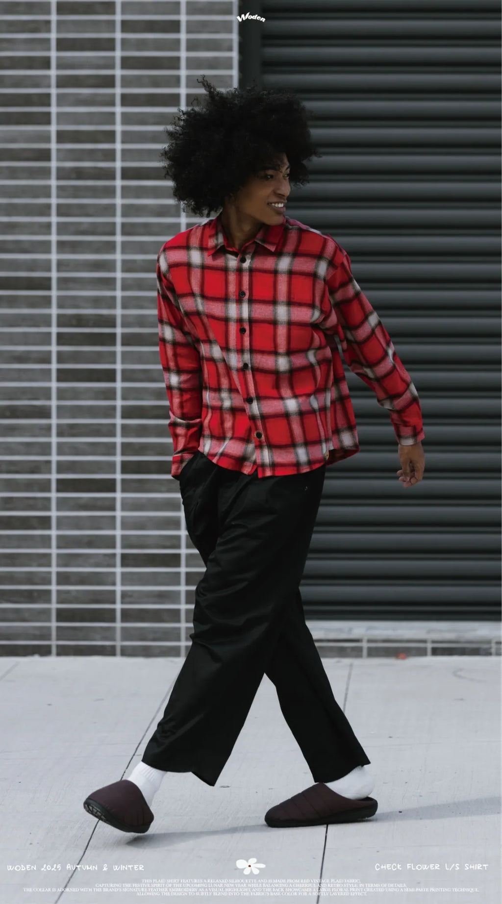 WODEN 2025 Autumn & Winter 018 Check Flower L/S Shirt