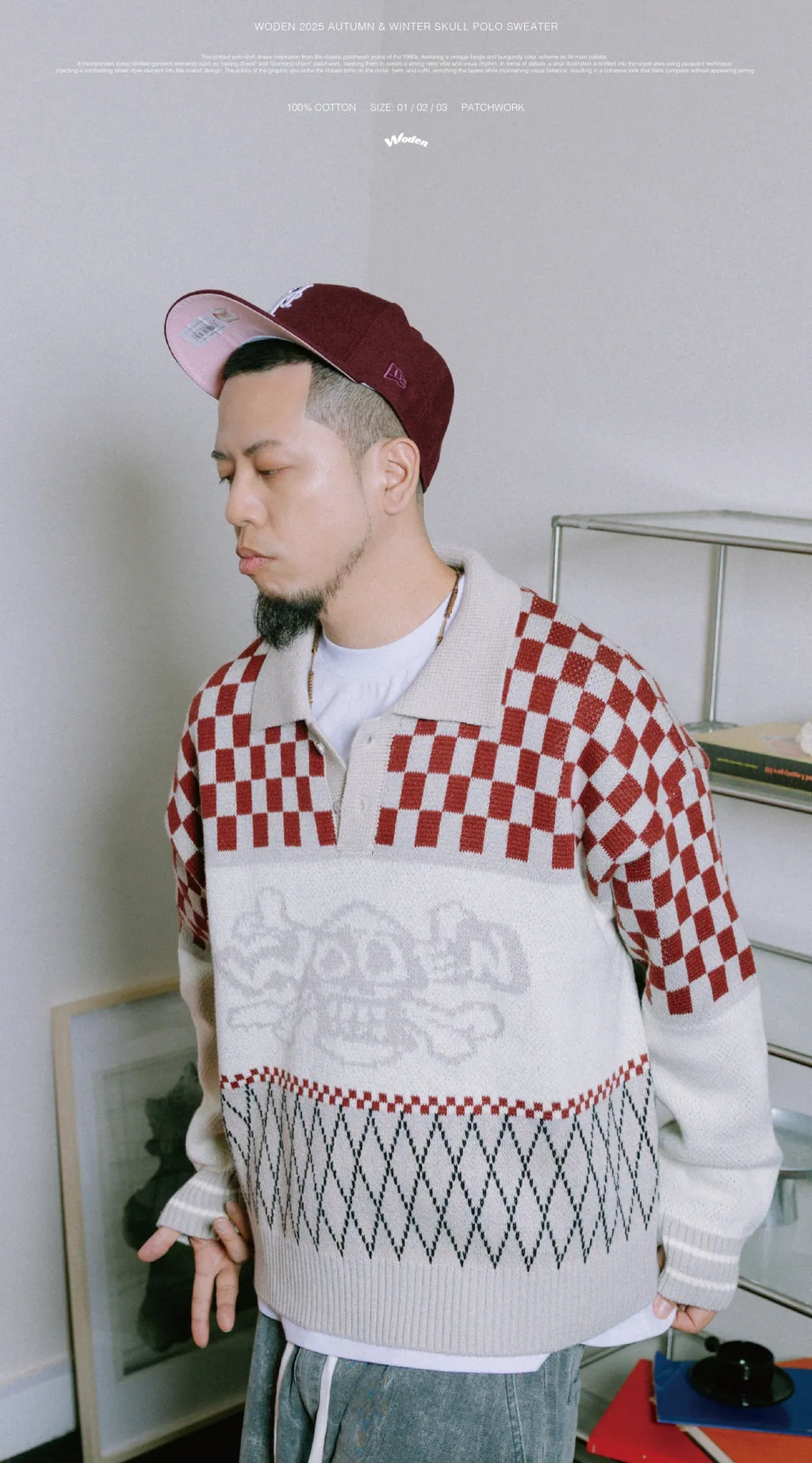 WODEN 2025 Autumn & Winter Skull Polo Sweater