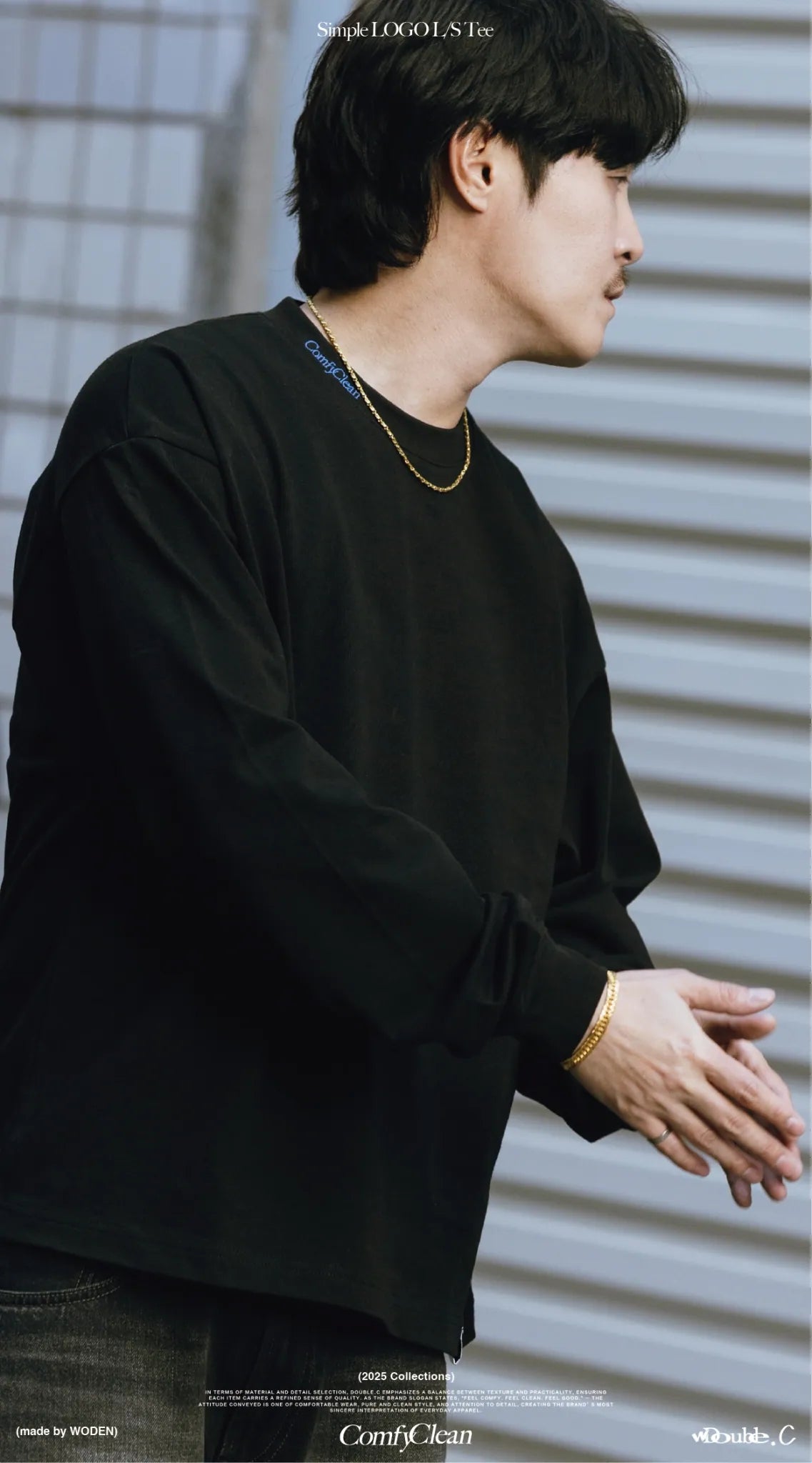 Double.C 2025 Autumn & Winter Simple LOGO L/S Tee