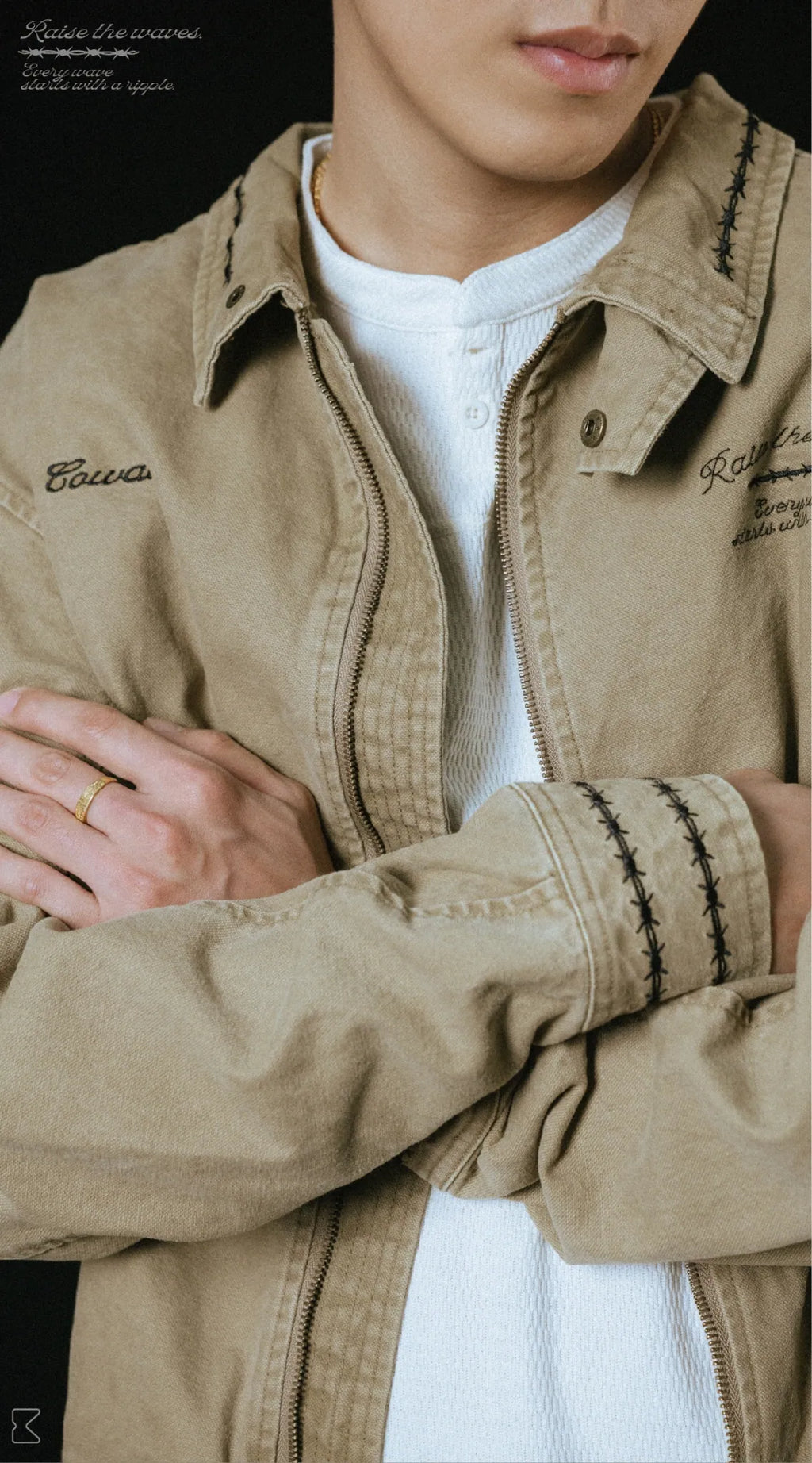 COWAVE 2025 Fall & Winter Wash Thorns Jacket