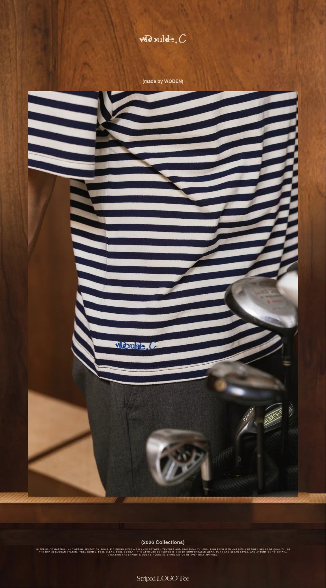 DoubleC 2026 Spring & Summer Striped LOGO Tee