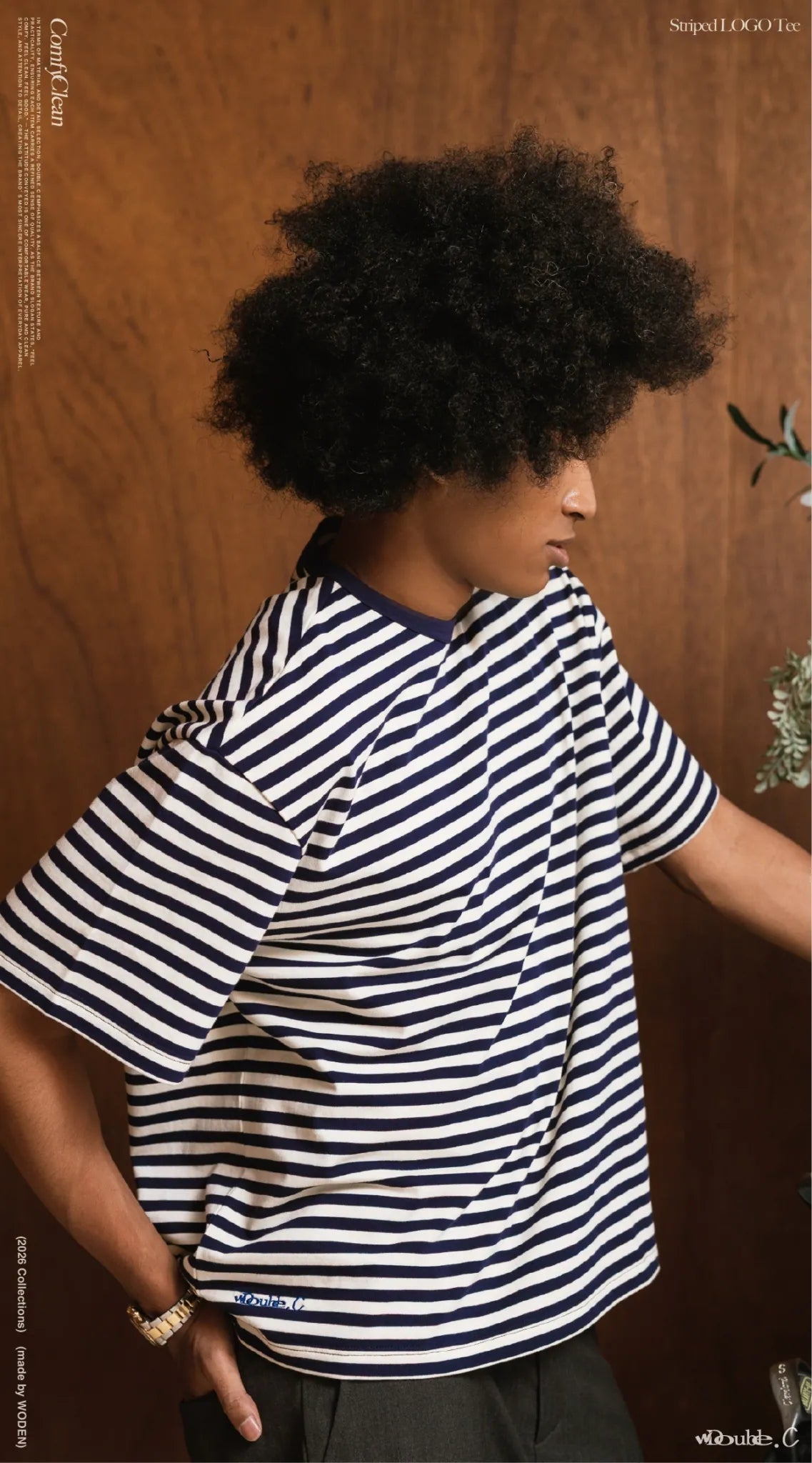 DoubleC 2026 Spring & Summer Striped LOGO Tee