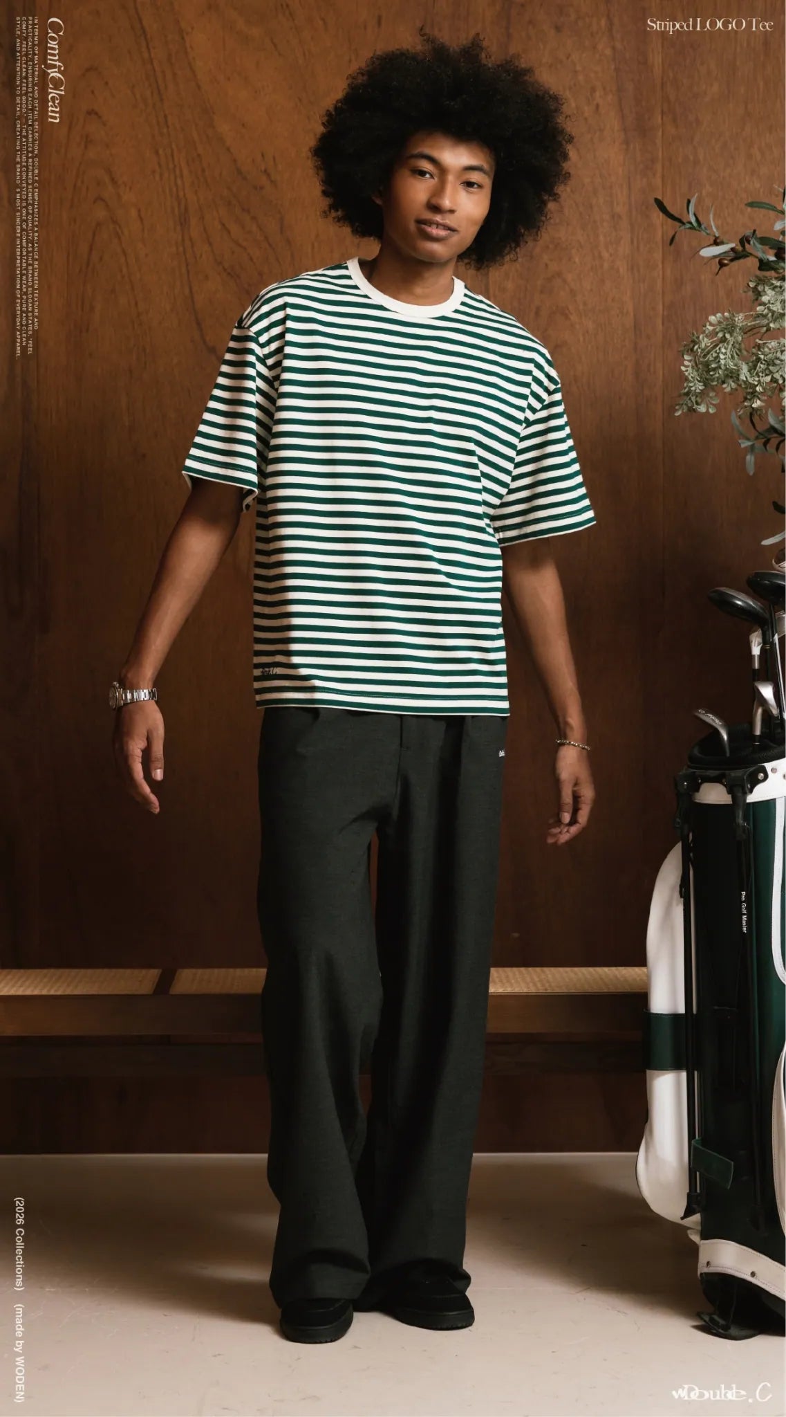 DoubleC 2026 Spring & Summer Striped LOGO Tee