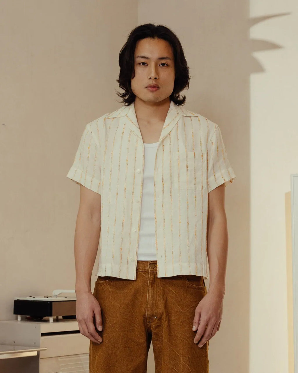 YANGI Pinstripe Jacquard Cabana Shirt