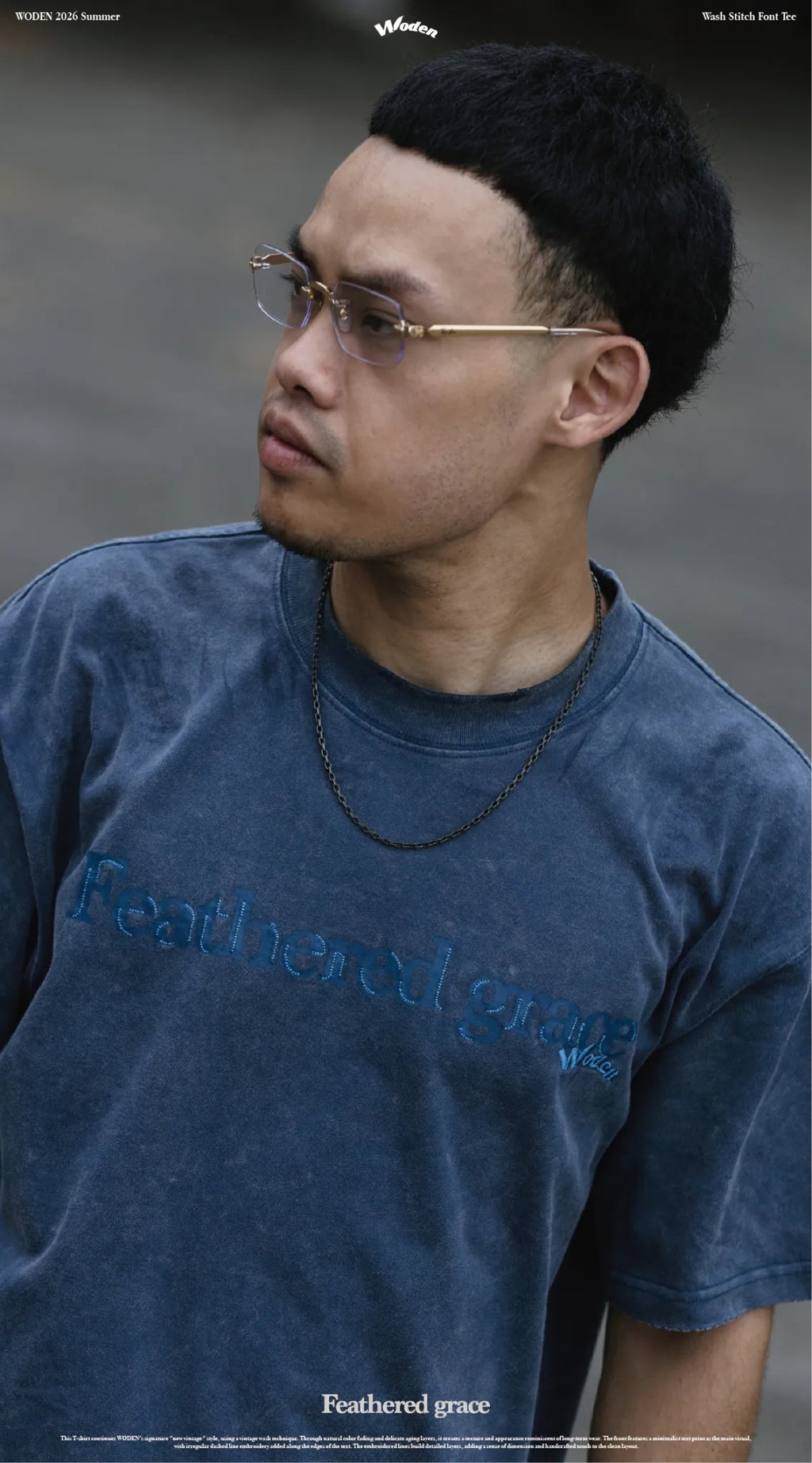 WODEN 2026 Spring & Summer 031 Wash Stitch Font Tee
