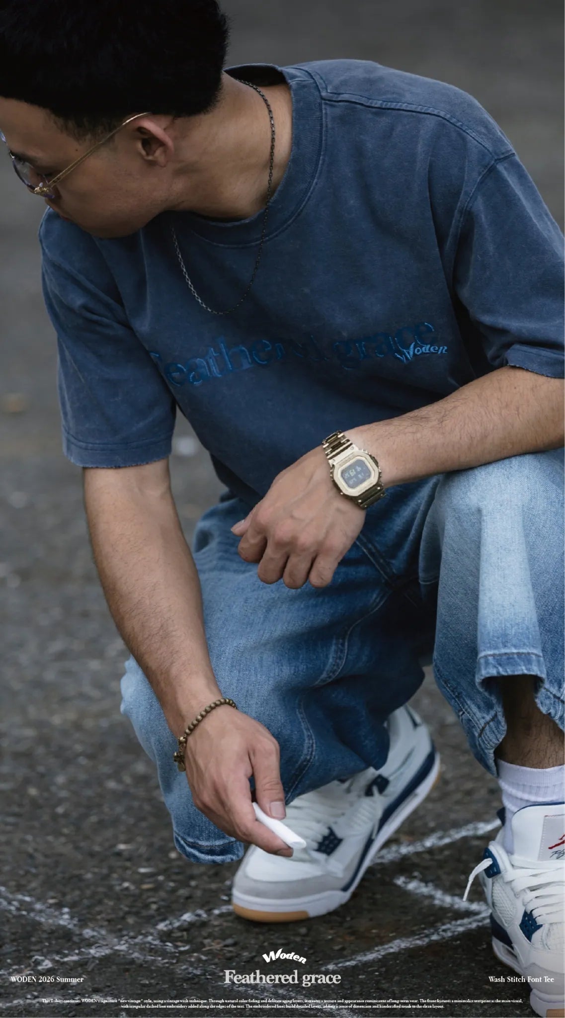 WODEN 2026 Spring & Summer 031 Wash Stitch Font Tee