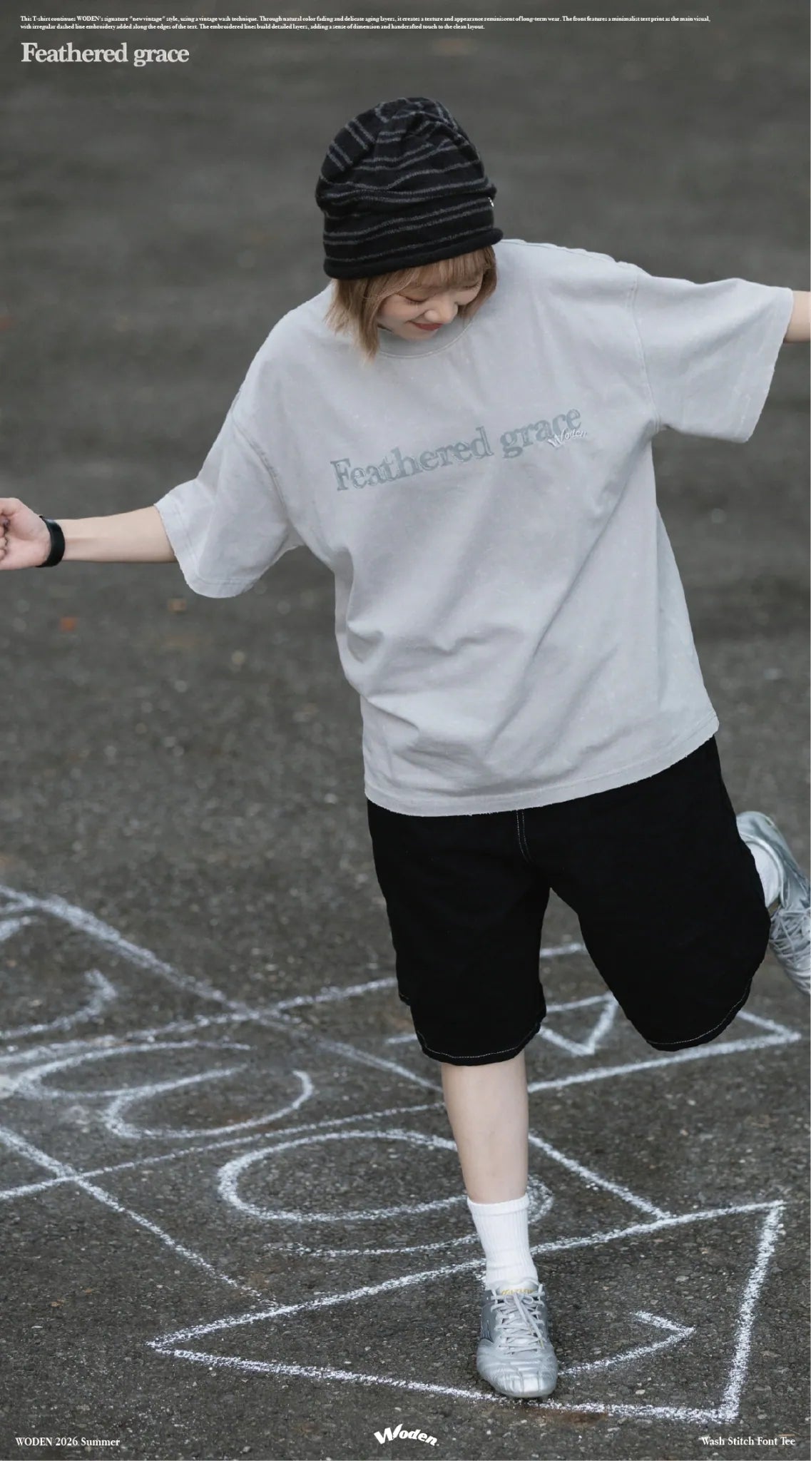 WODEN 2026 Spring & Summer 031 Wash Stitch Font Tee