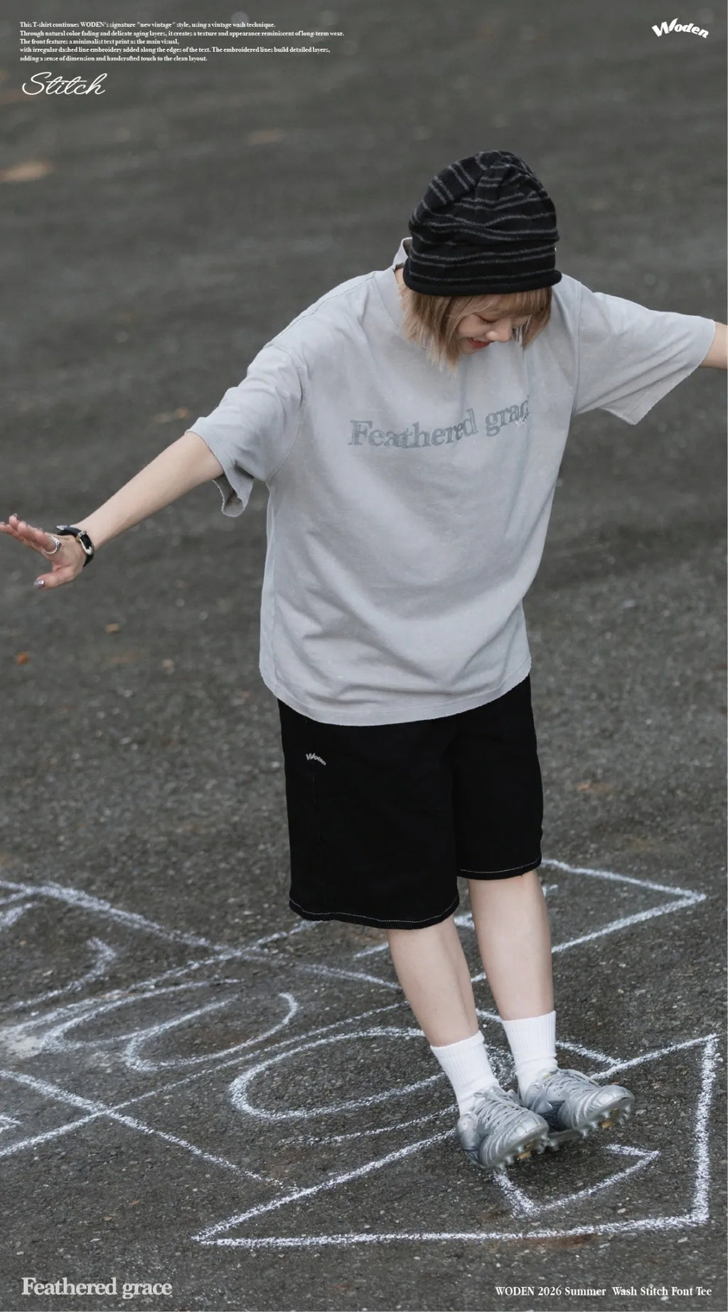 WODEN 2026 Spring & Summer 031 Wash Stitch Font Tee