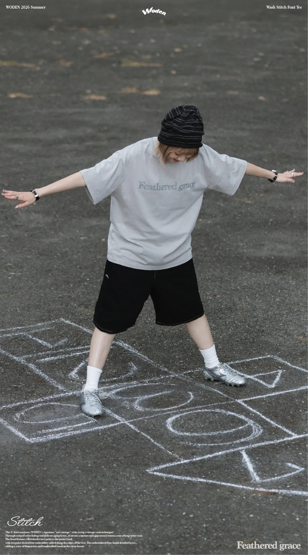 WODEN 2026 Spring & Summer 031 Wash Stitch Font Tee