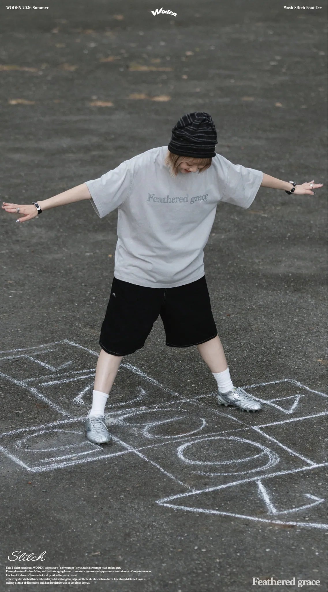 WODEN 2026 Spring & Summer 031 Wash Stitch Font Tee