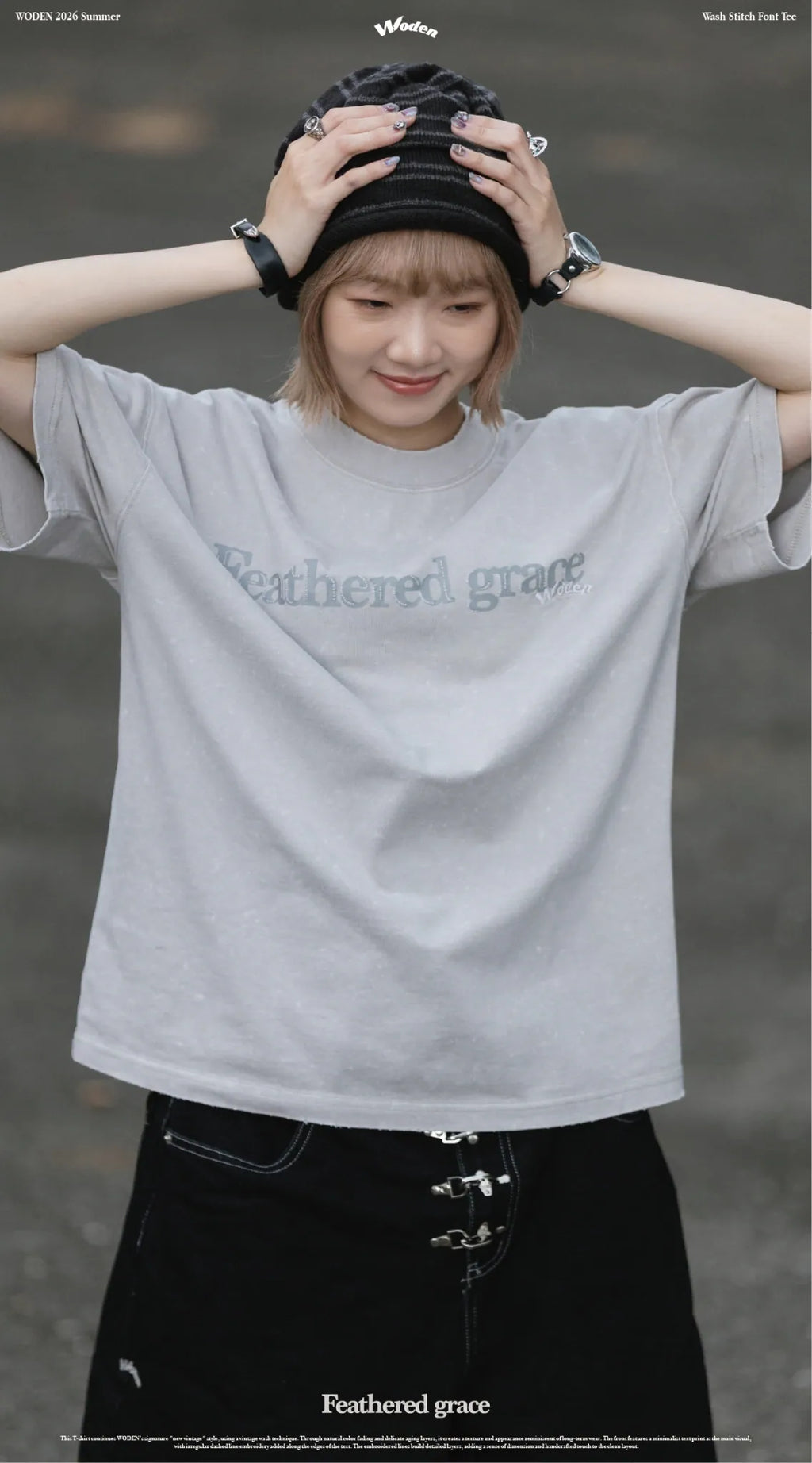 WODEN 2026 Spring & Summer 031 Wash Stitch Font Tee