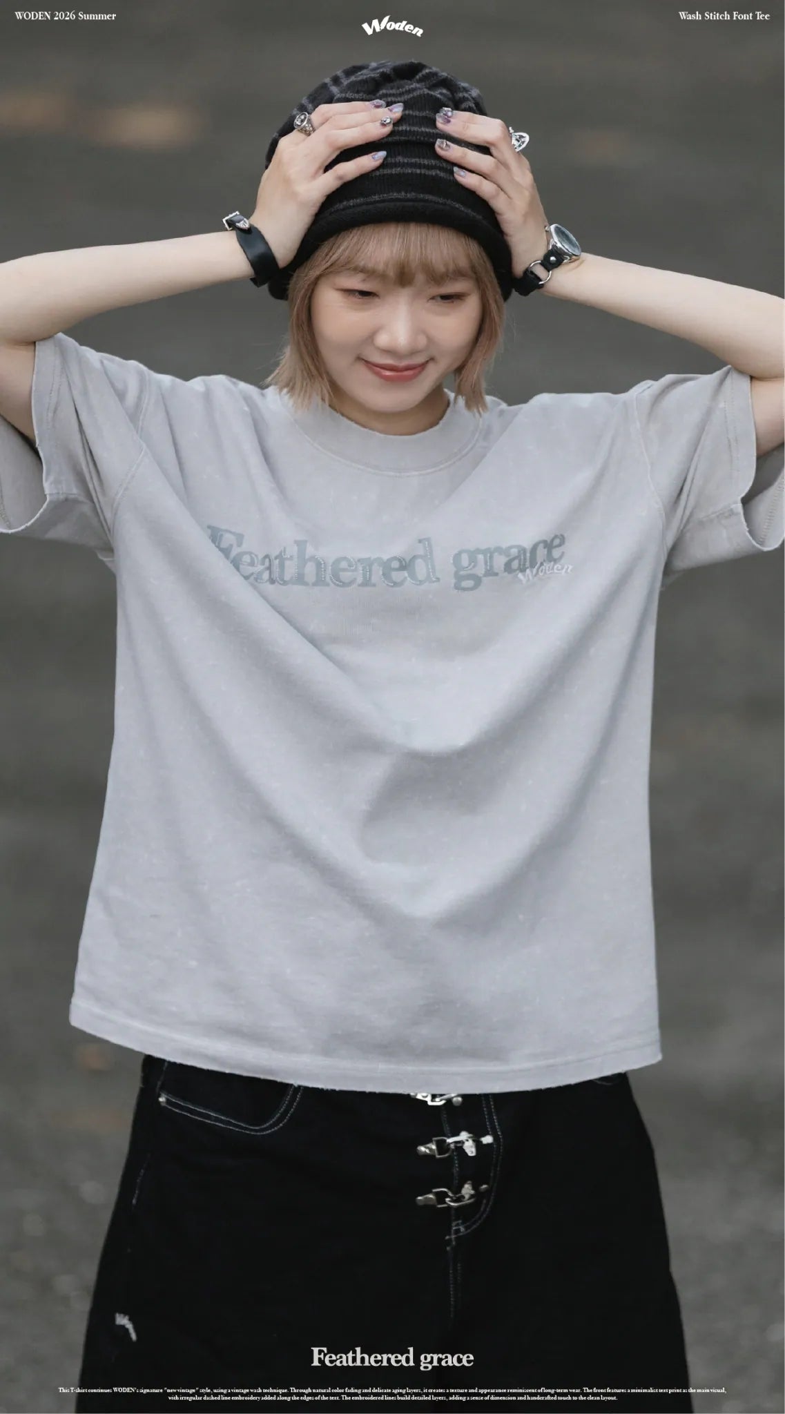 WODEN 2026 Spring & Summer 031 Wash Stitch Font Tee
