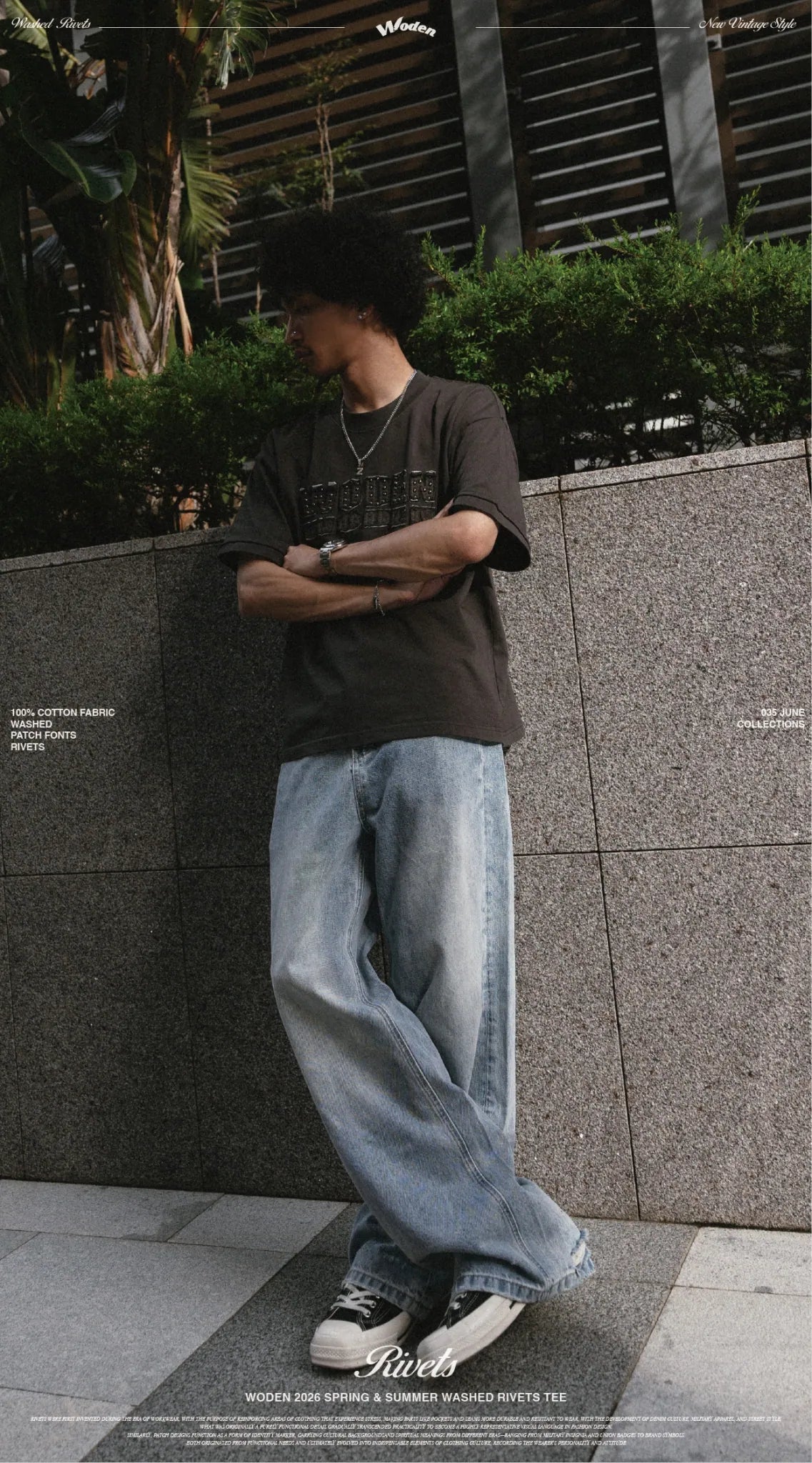 WODEN 2026 Spring & Summer 035 Washed Rivets Tee