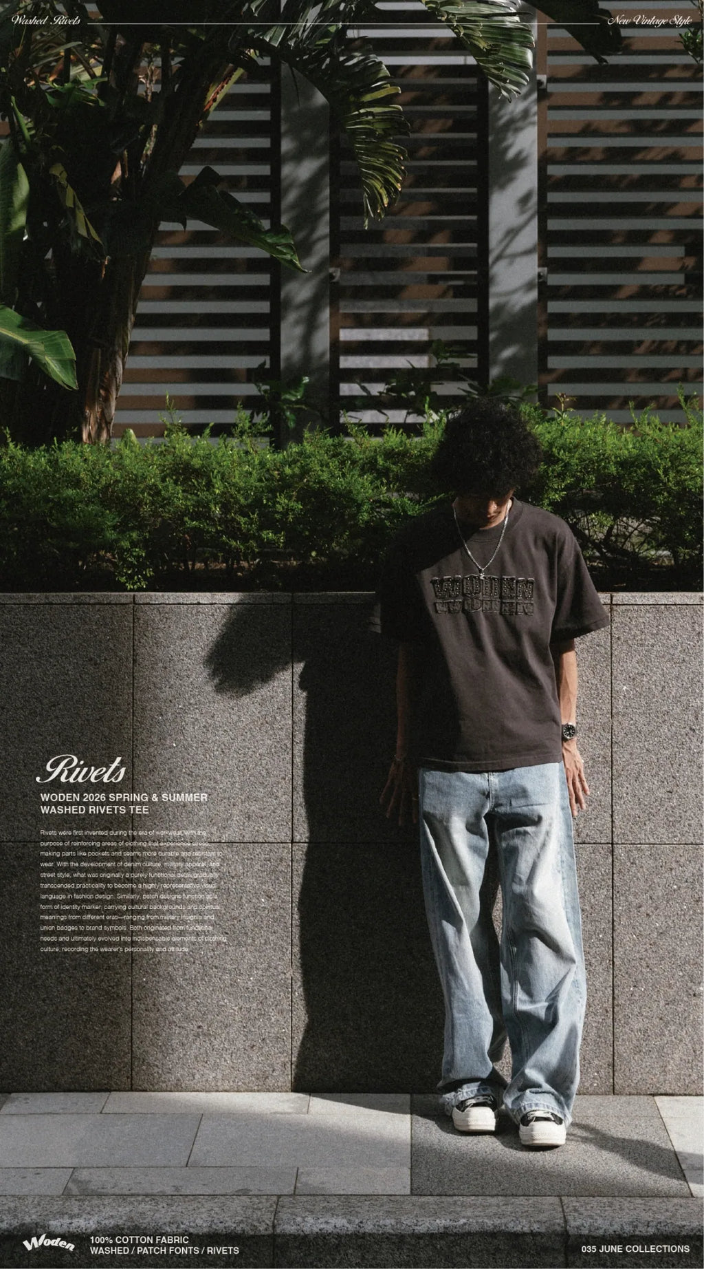 WODEN 2026 Spring & Summer 035 Washed Rivets Tee