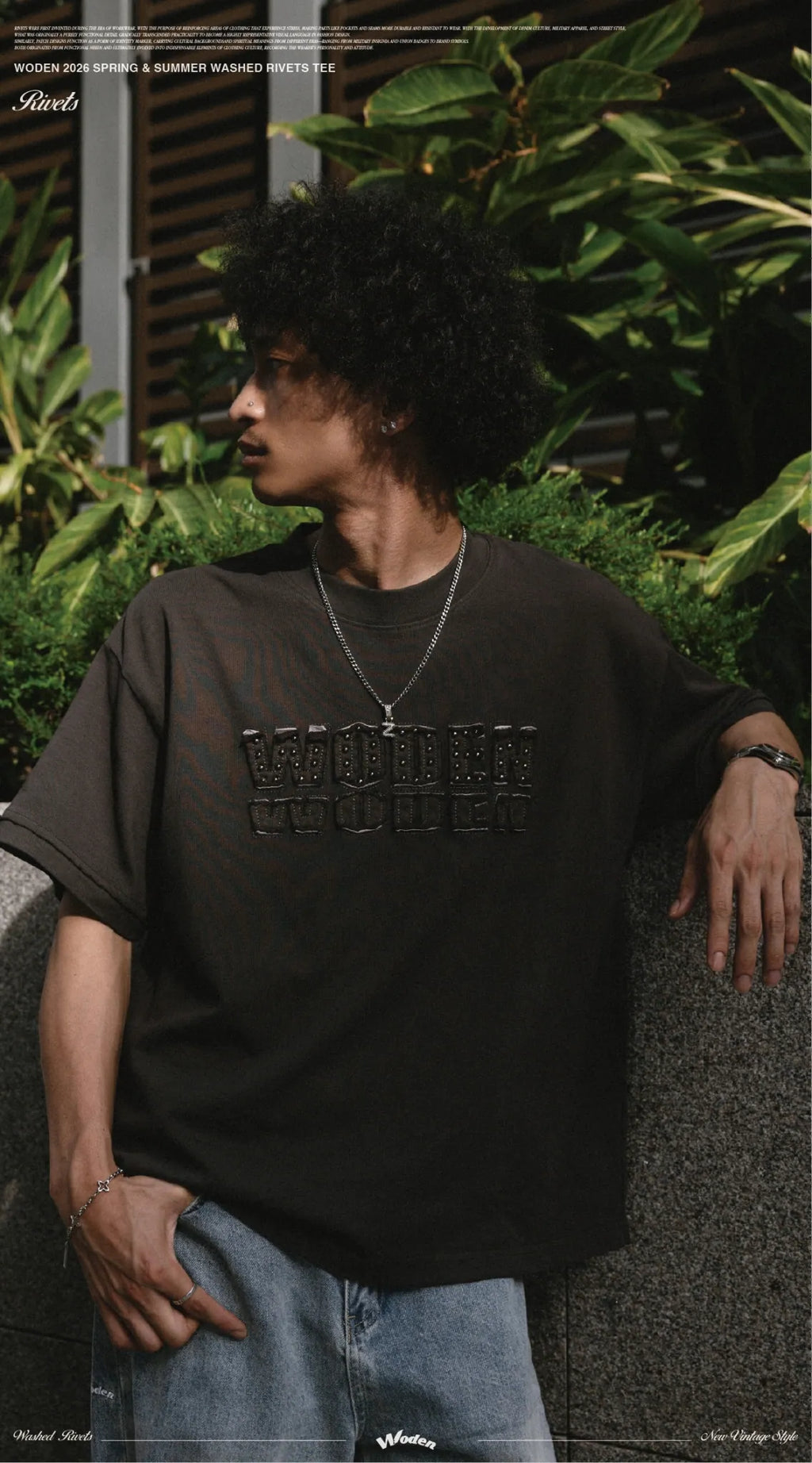 WODEN 2026 Spring & Summer 035 Washed Rivets Tee