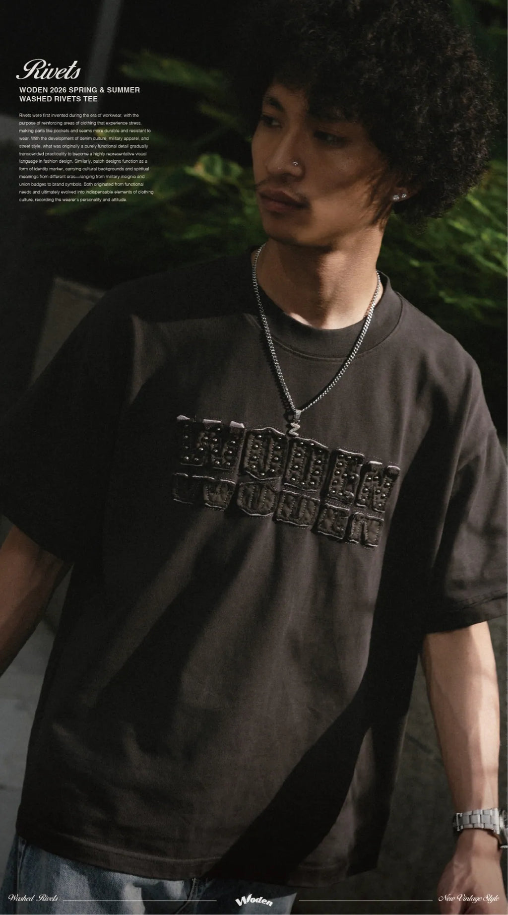 WODEN 2026 Spring & Summer 035 Washed Rivets Tee
