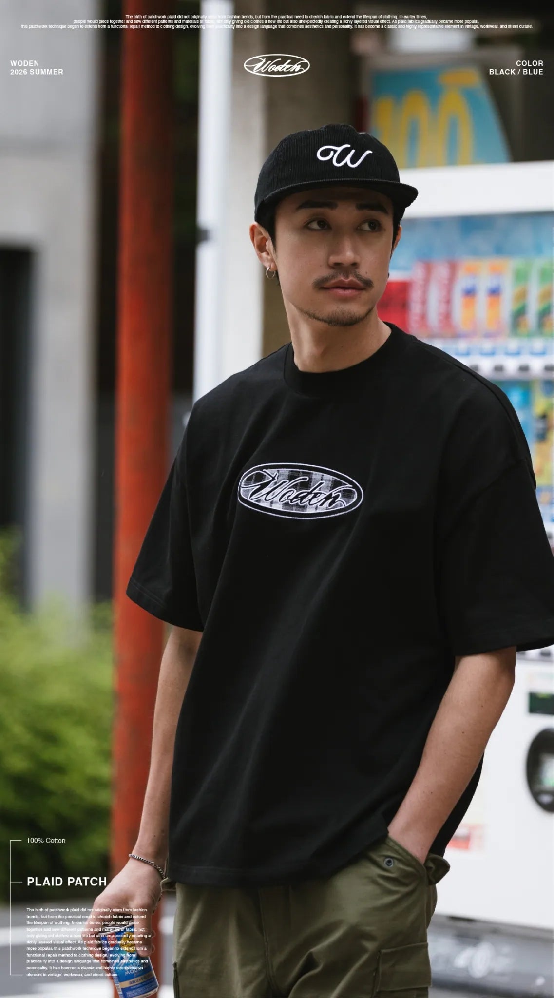 WODEN 2026 Spring & Summer 043 Plaid Embroidery Tee