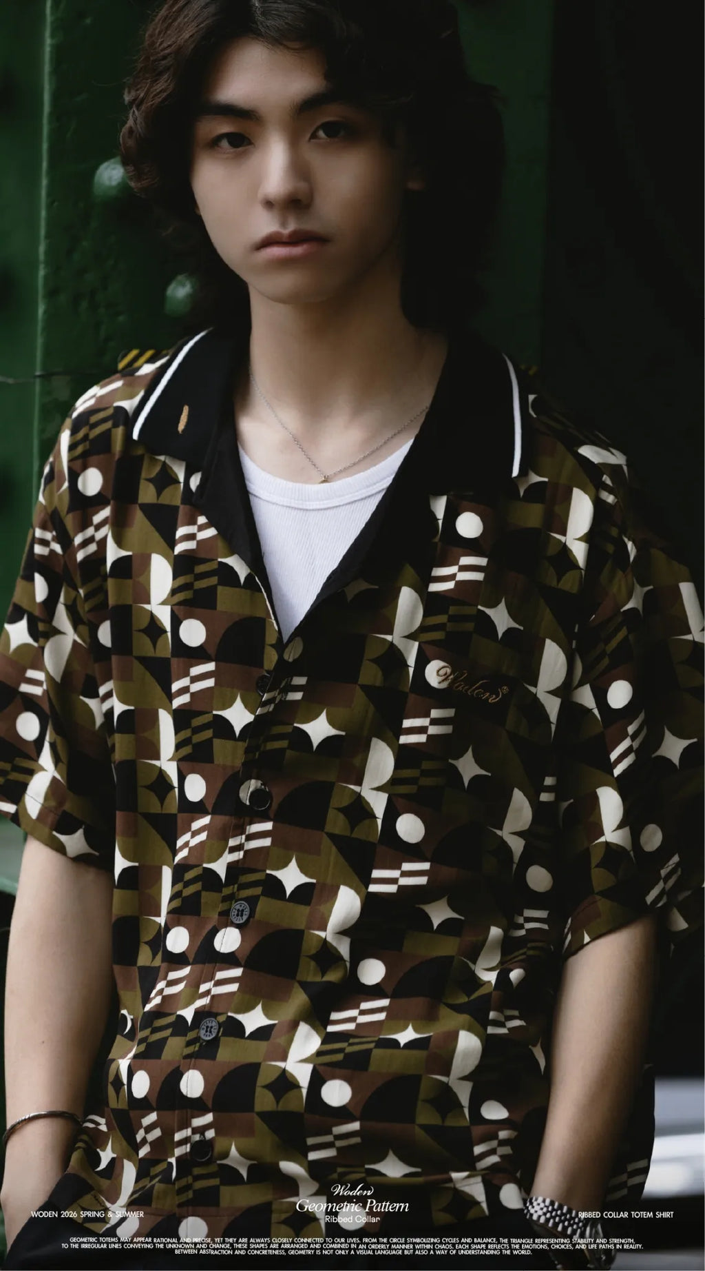 WODEN 2026 Spring & Summer 044 Ribbed Collar Totem Shirt