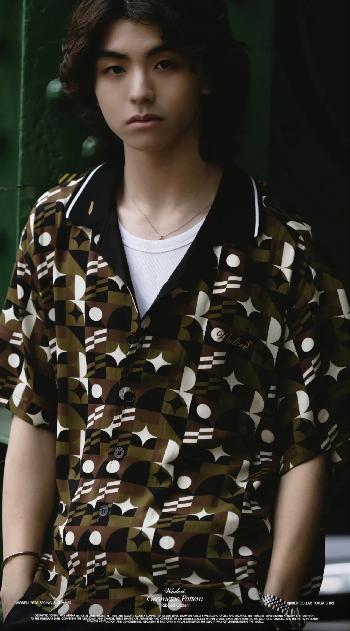 WODEN 2026 Spring & Summer 044 Ribbed Collar Totem Shirt