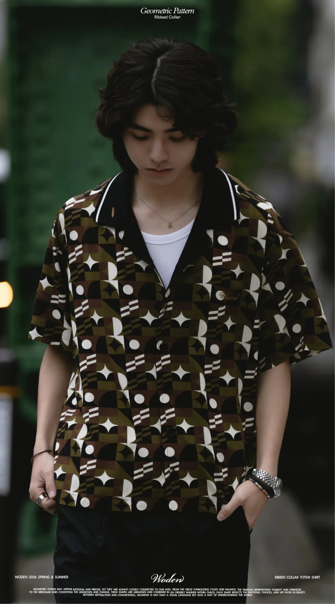 WODEN 2026 Spring & Summer 044 Ribbed Collar Totem Shirt