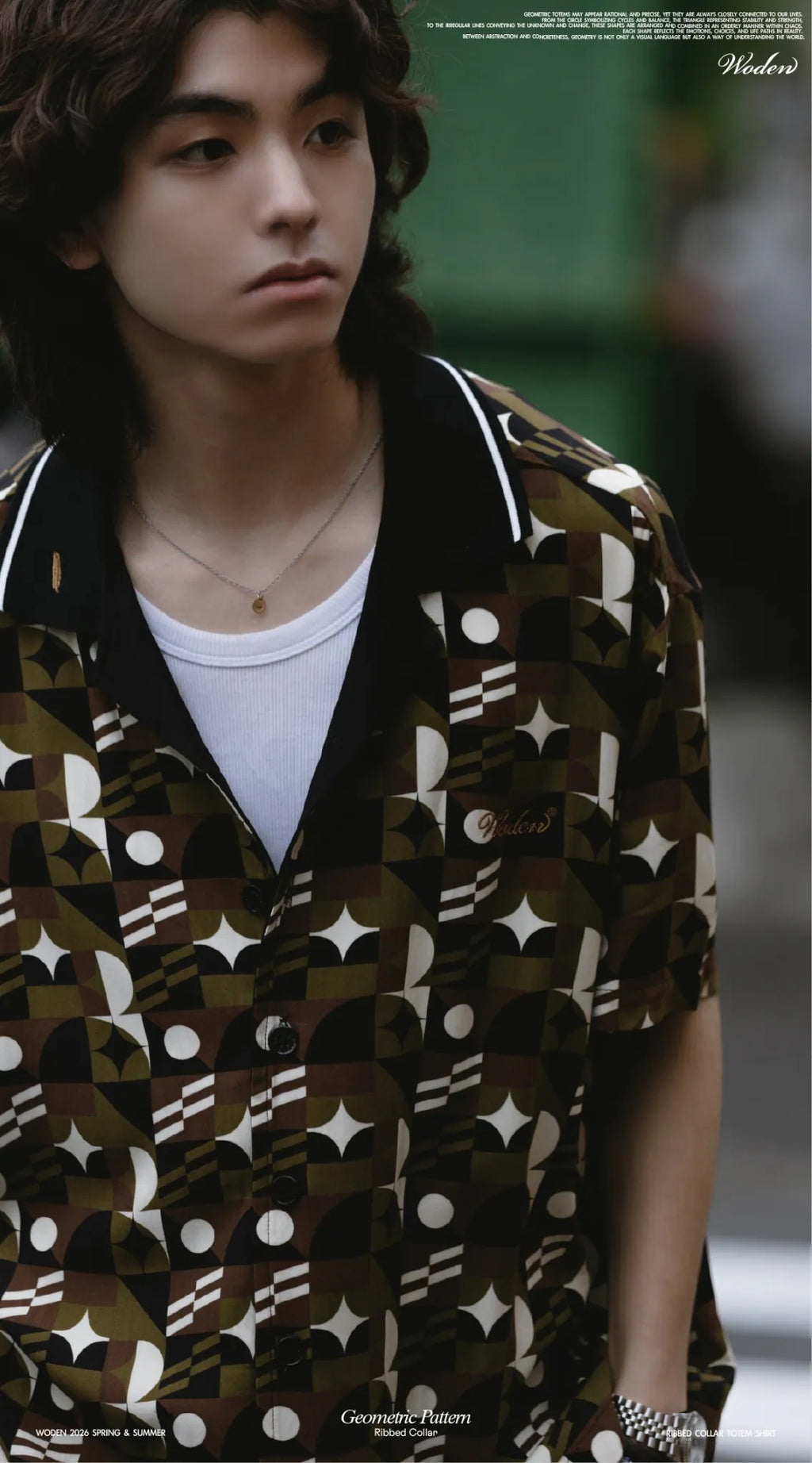 WODEN 2026 Spring & Summer 044 Ribbed Collar Totem Shirt