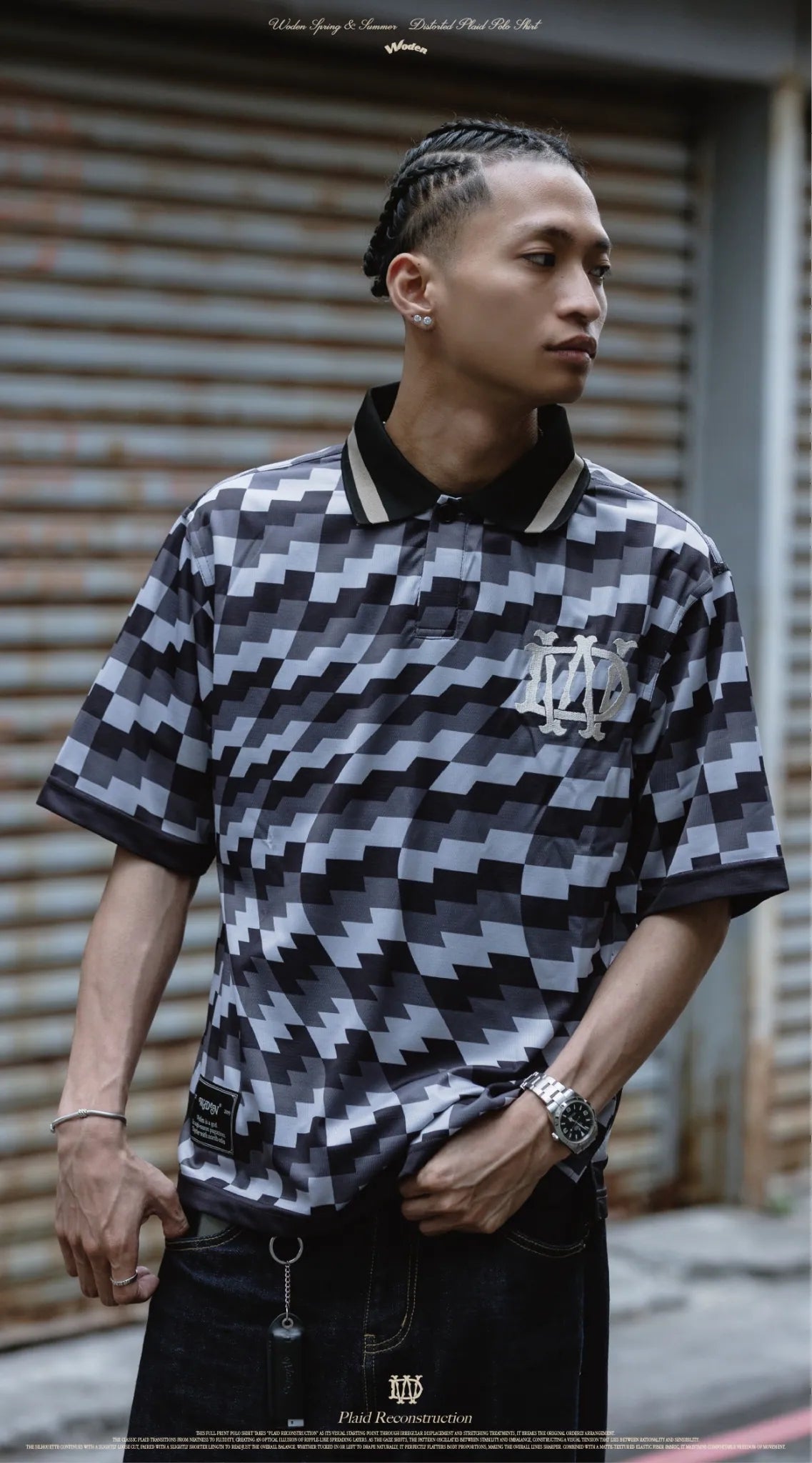 WODEN 2026 Spring & Summer 005 Distorted Plaid Polo Shirt