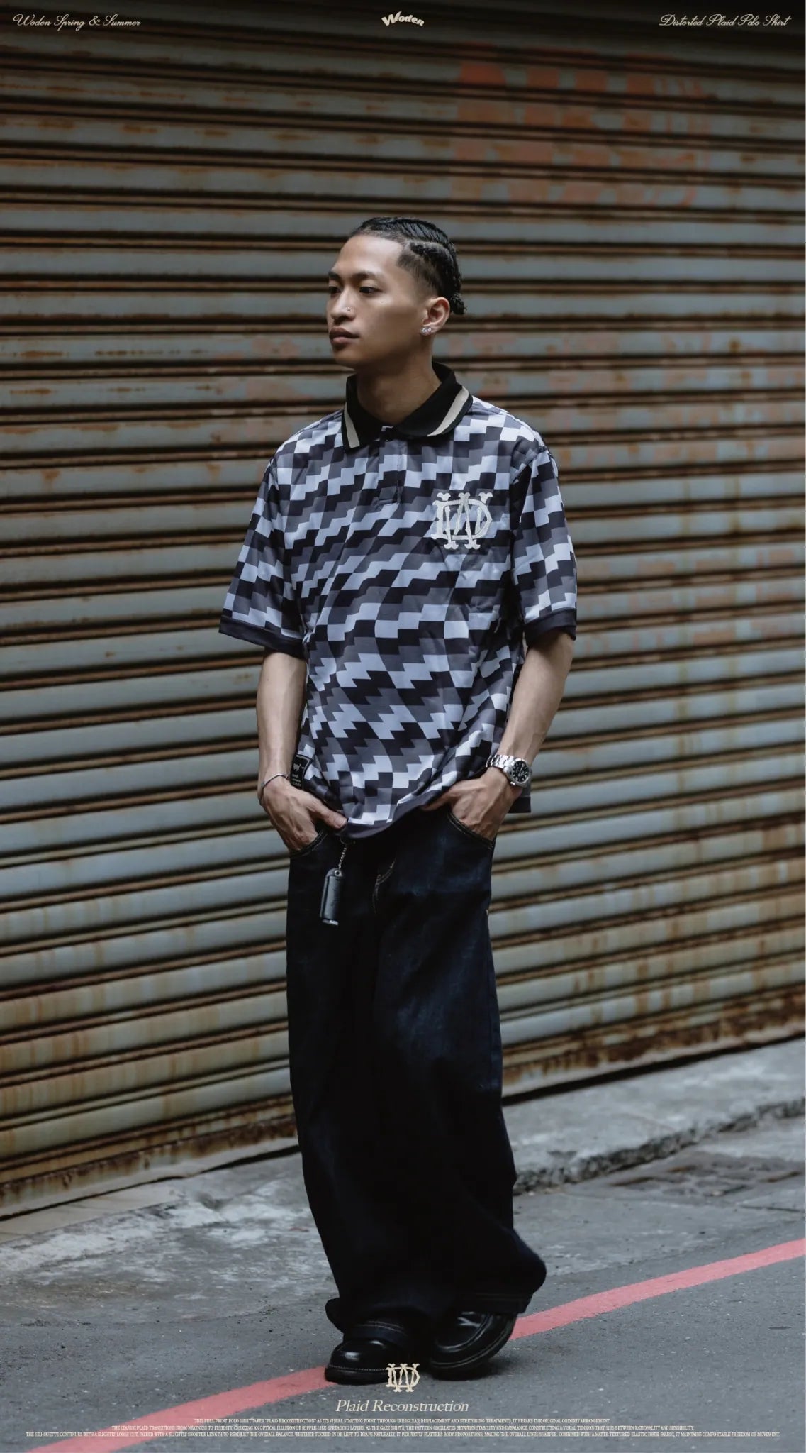 WODEN 2026 Spring & Summer 005 Distorted Plaid Polo Shirt