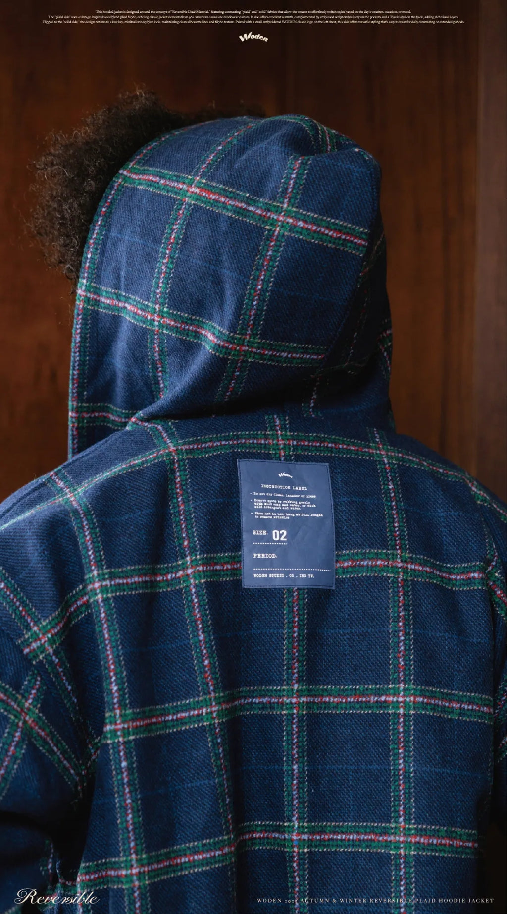 WODEN 2025 Autumn & Winter 012 Reversible Plaid Hoodie Jacket