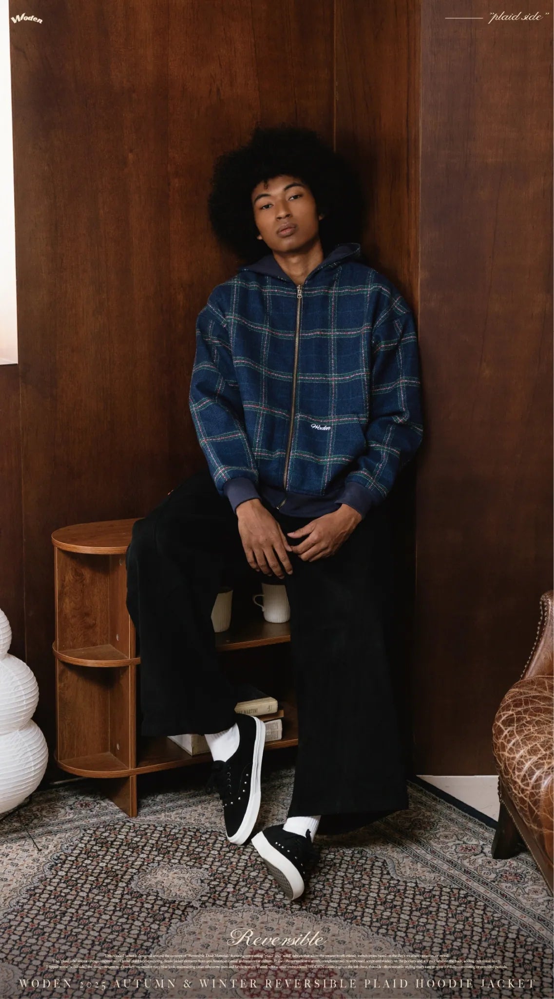 WODEN 2025 Autumn & Winter 012 Reversible Plaid Hoodie Jacket