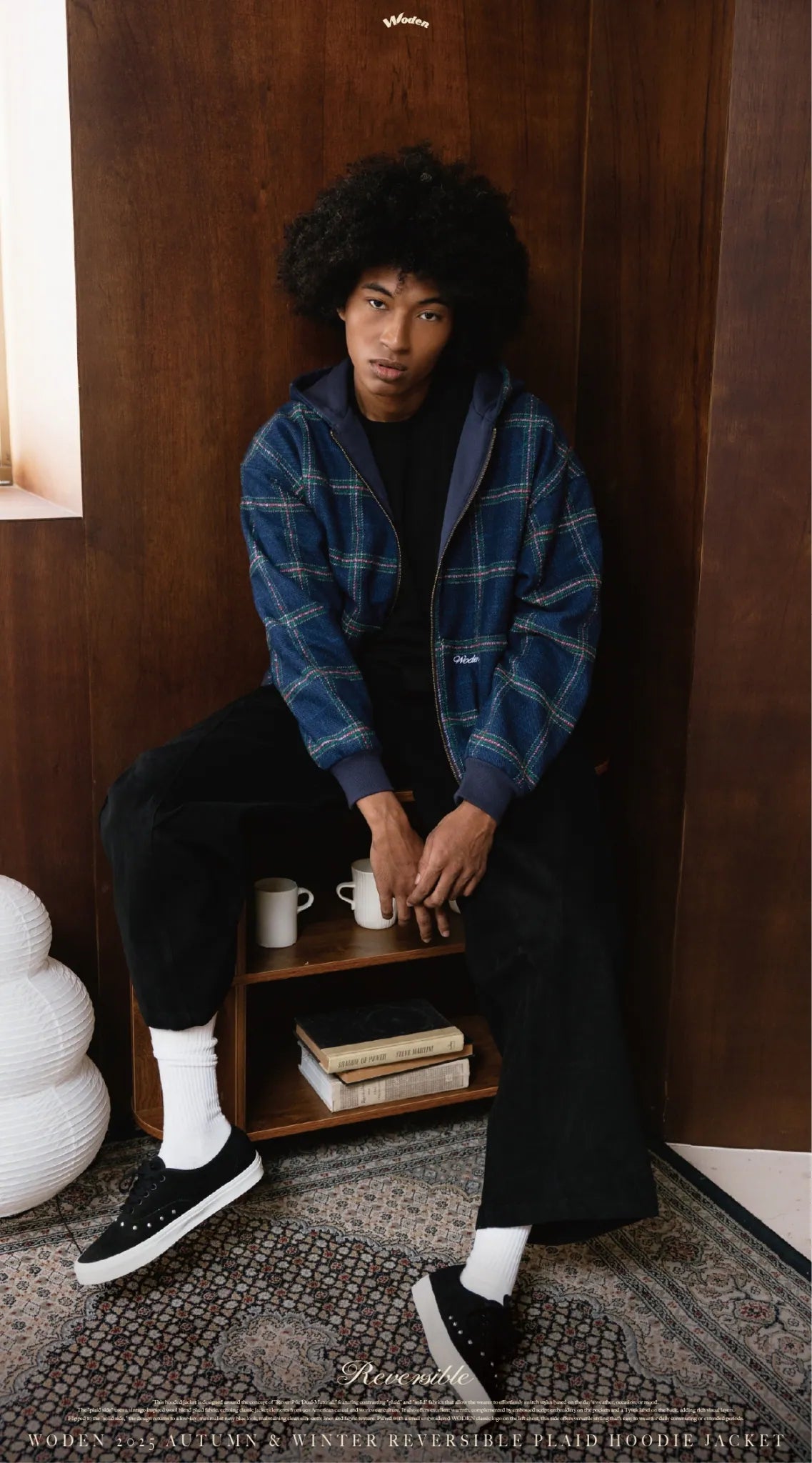 WODEN 2025 Autumn & Winter 012 Reversible Plaid Hoodie Jacket