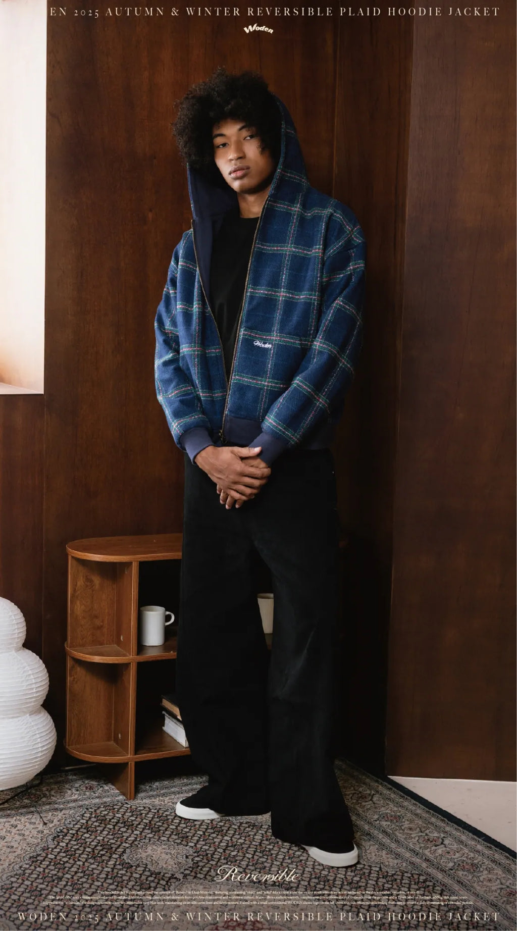 WODEN 2025 Autumn & Winter 012 Reversible Plaid Hoodie Jacket