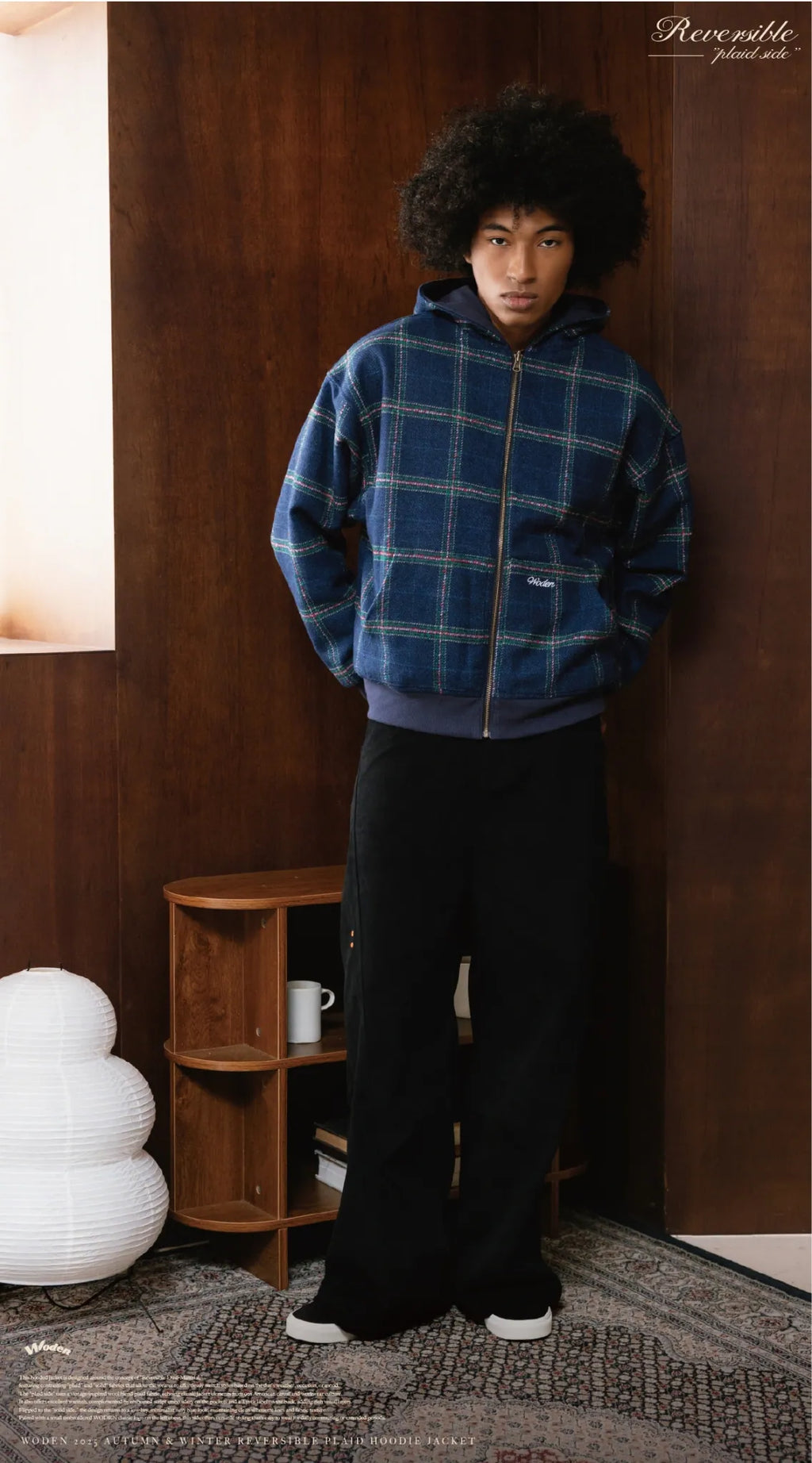 WODEN 2025 Autumn & Winter 012 Reversible Plaid Hoodie Jacket