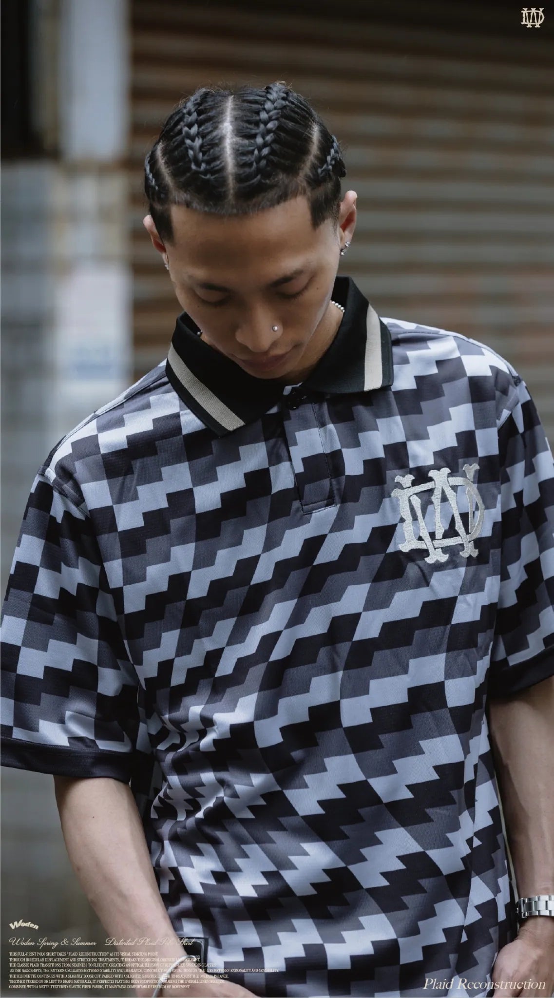 WODEN 2026 Spring & Summer 005 Distorted Plaid Polo Shirt