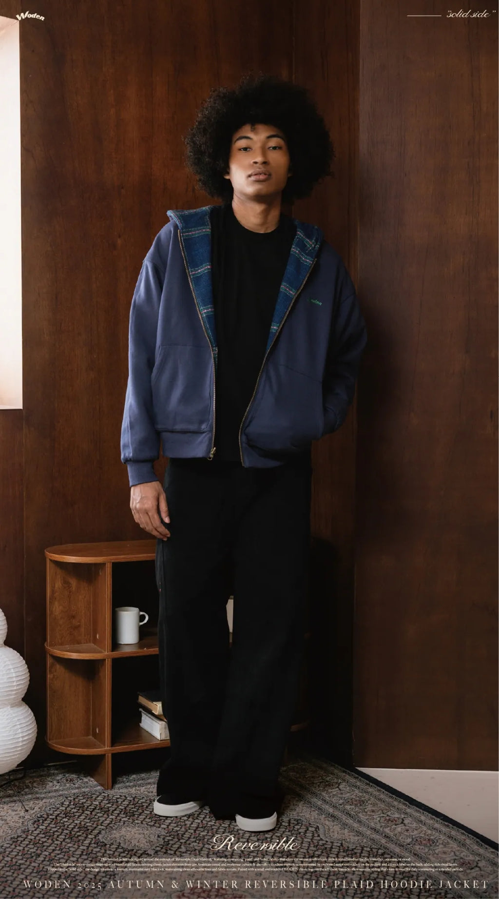 WODEN 2025 Autumn & Winter 012 Reversible Plaid Hoodie Jacket