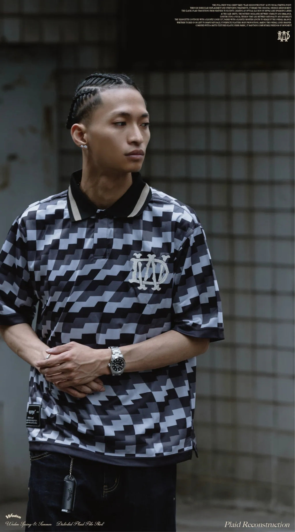 WODEN 2026 Spring & Summer 005 Distorted Plaid Polo Shirt