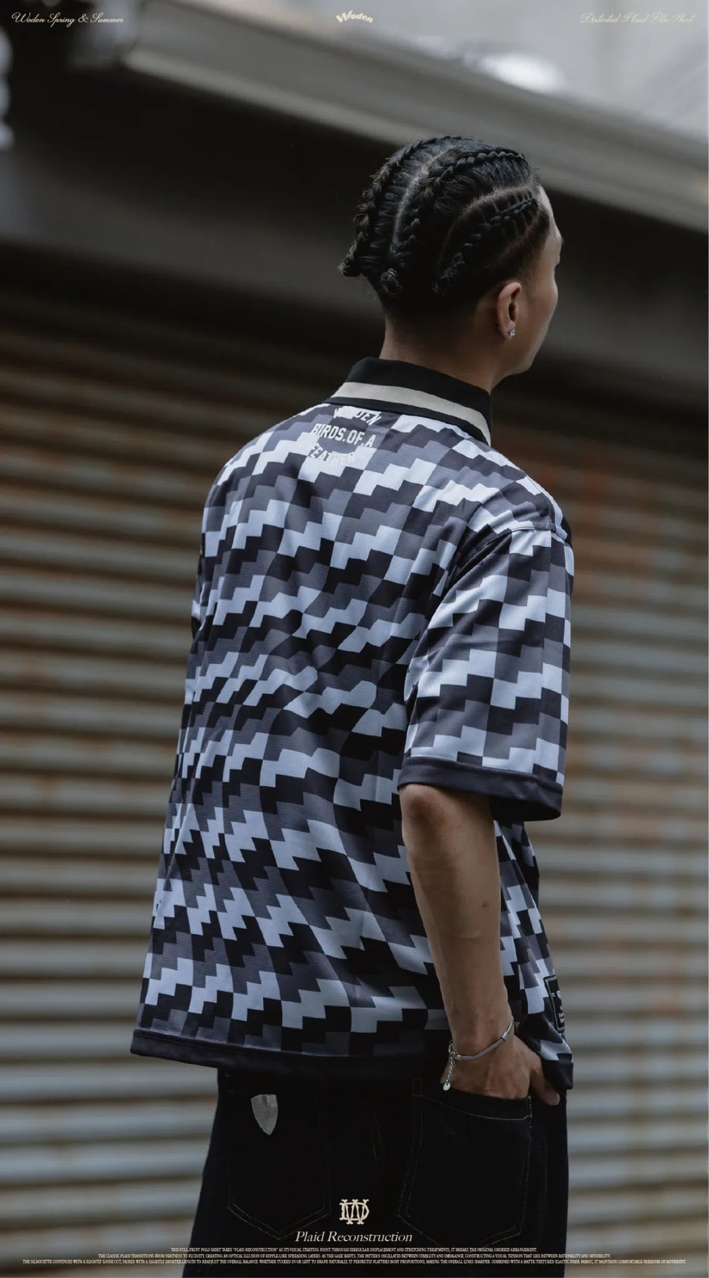 WODEN 2026 Spring & Summer 005 Distorted Plaid Polo Shirt