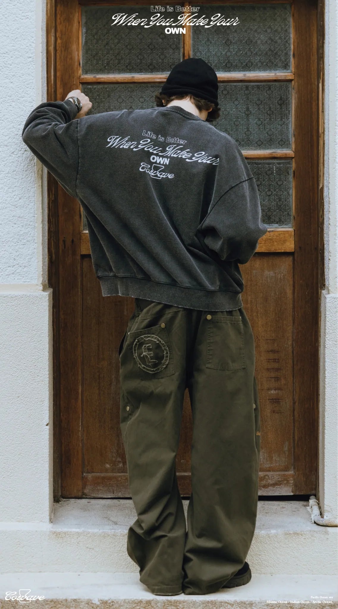 COWAVE 2025 Fall & Winter Wash Slogan Sweatshirt