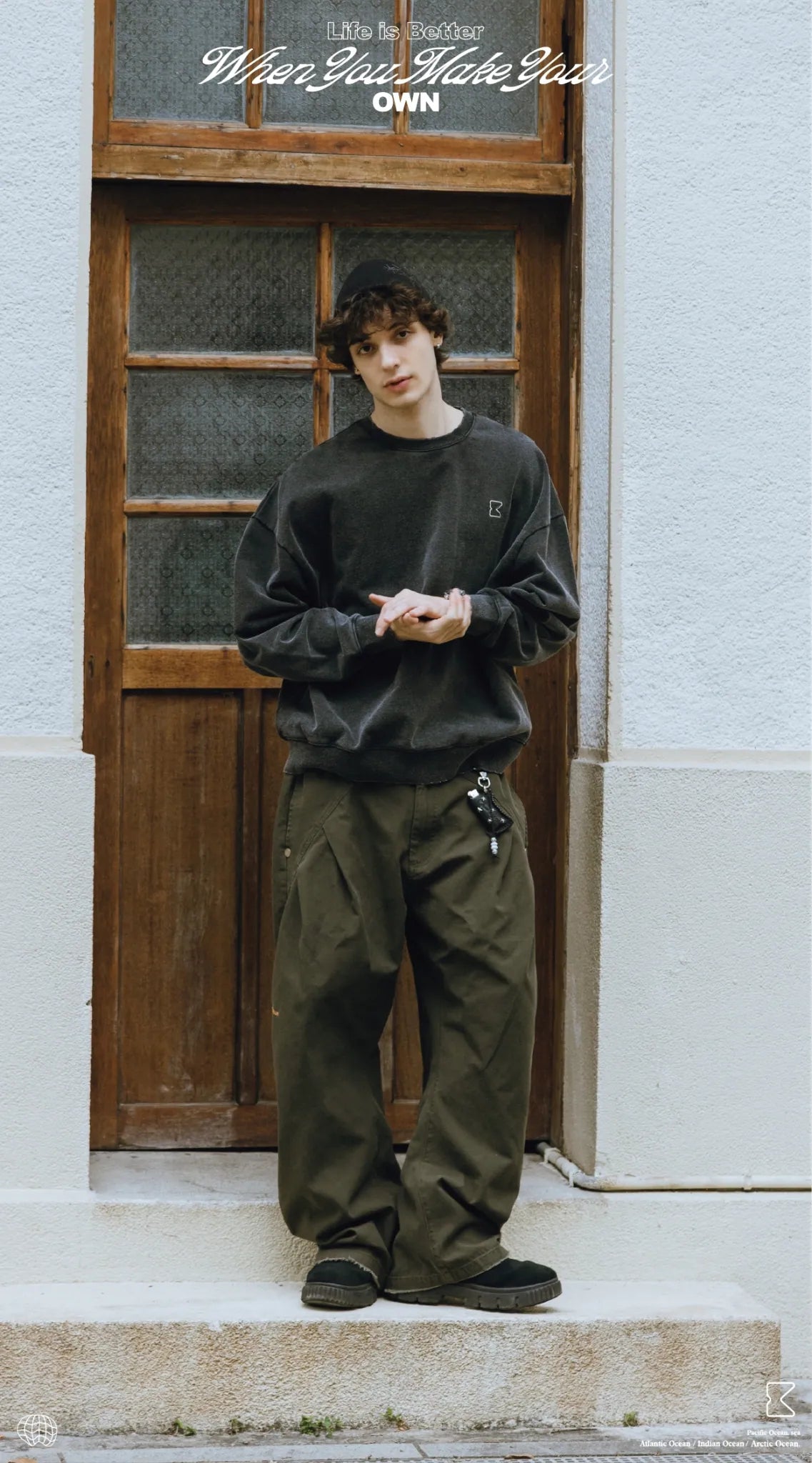 COWAVE 2025 Fall & Winter Wash Slogan Sweatshirt