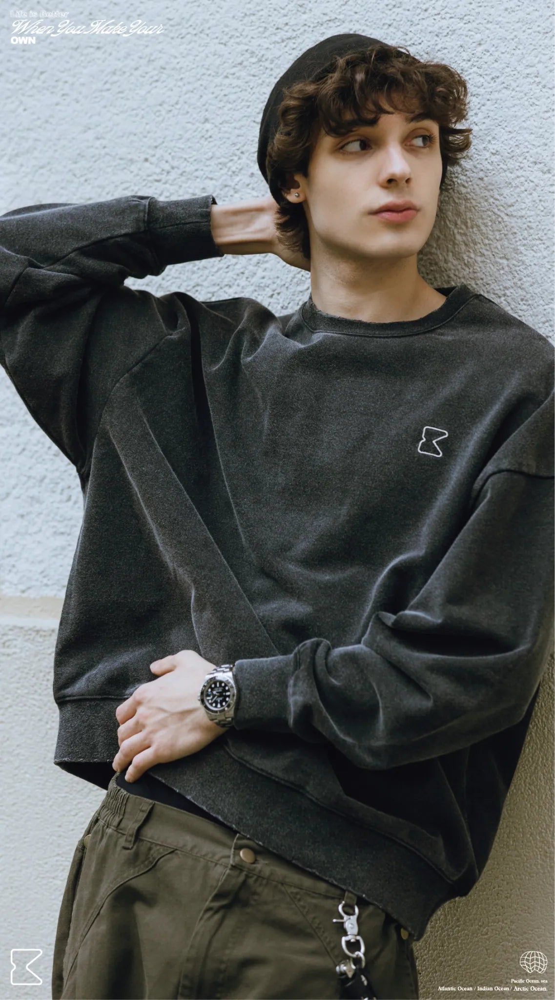 COWAVE 2025 Fall & Winter Wash Slogan Sweatshirt