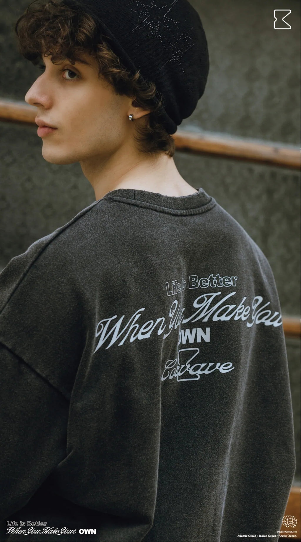 COWAVE 2025 Fall & Winter Wash Slogan Sweatshirt