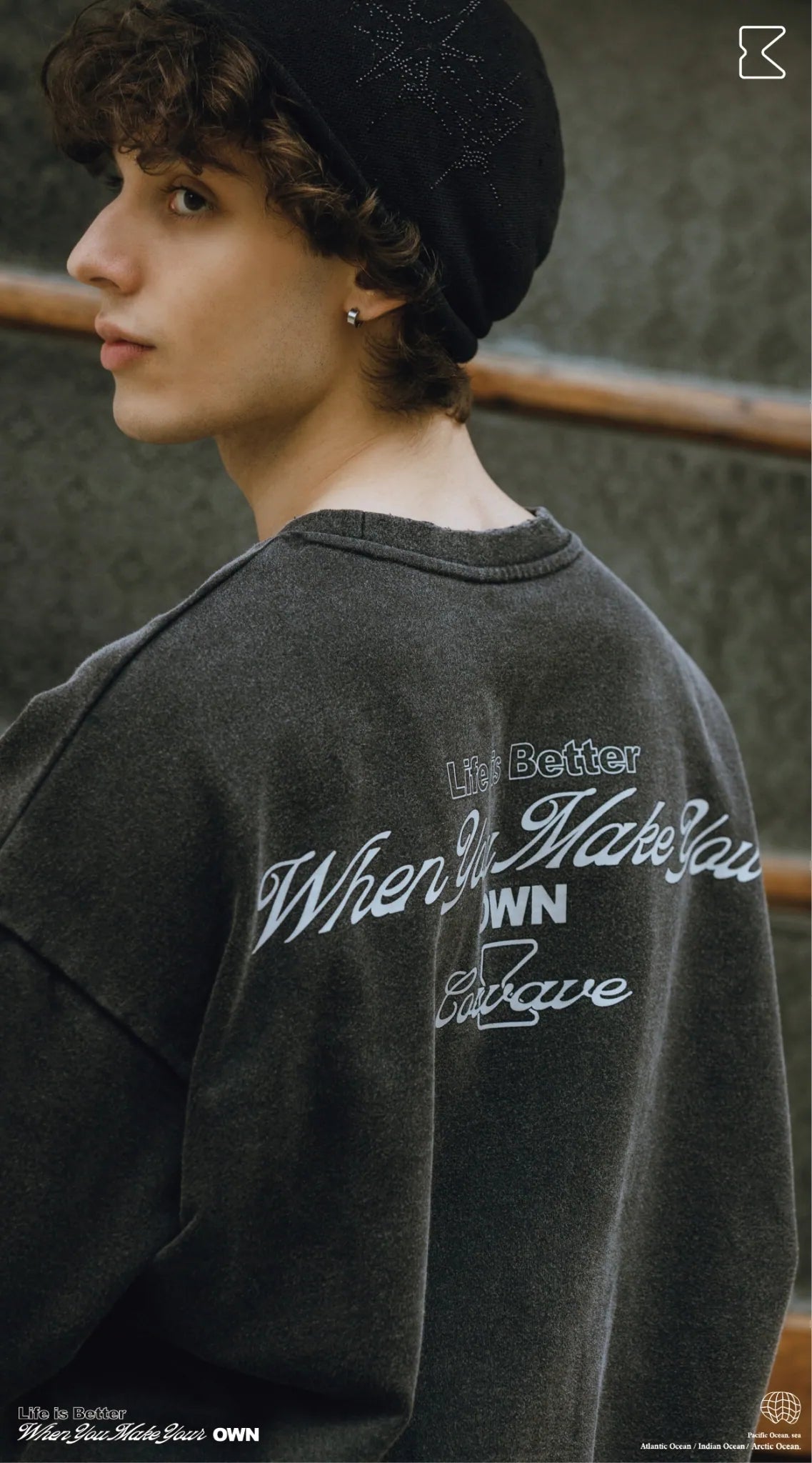 COWAVE 2025 Fall & Winter Wash Slogan Sweatshirt