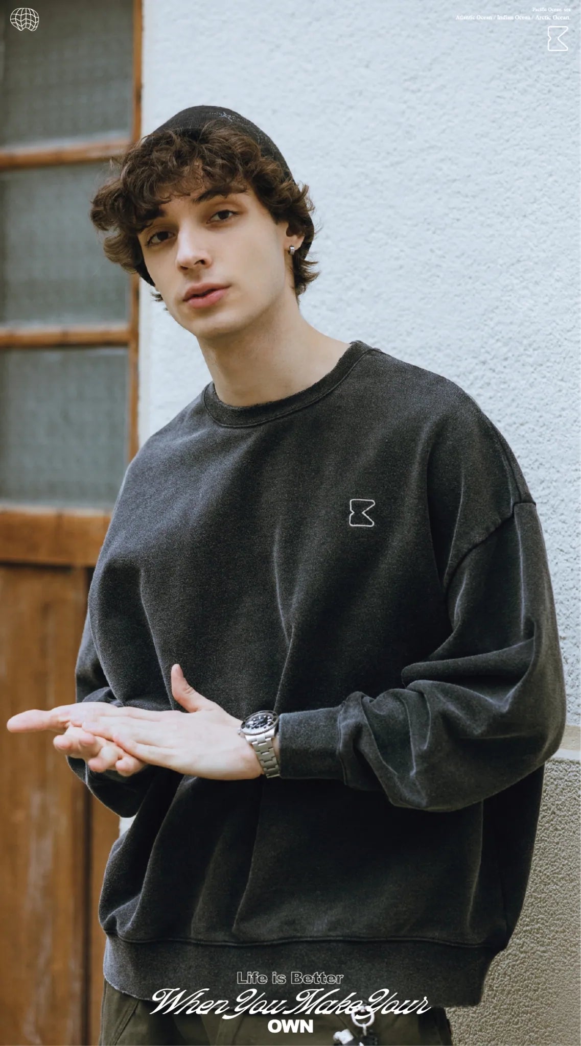 COWAVE 2025 Fall & Winter Wash Slogan Sweatshirt