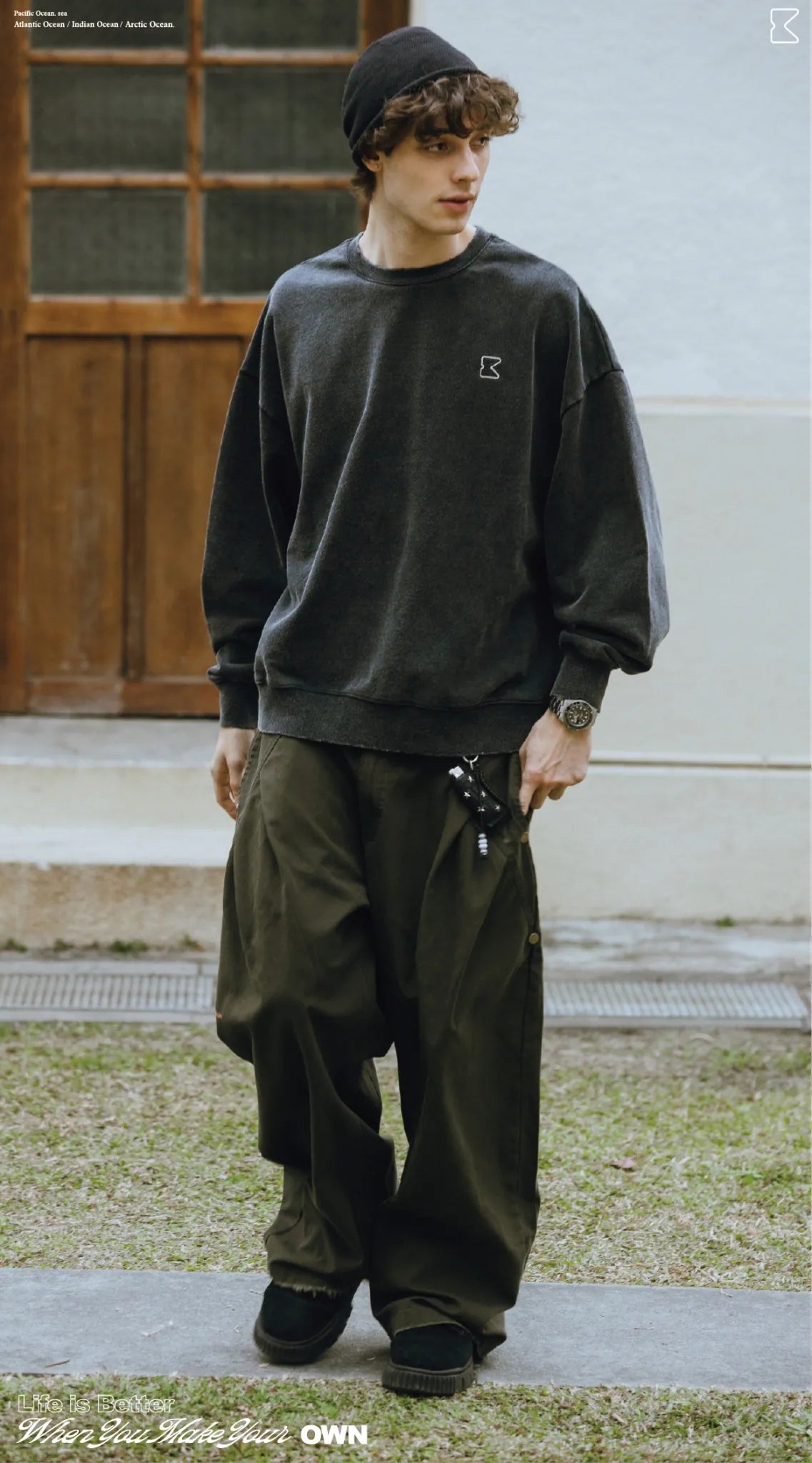 COWAVE 2025 Fall & Winter Wash Slogan Sweatshirt