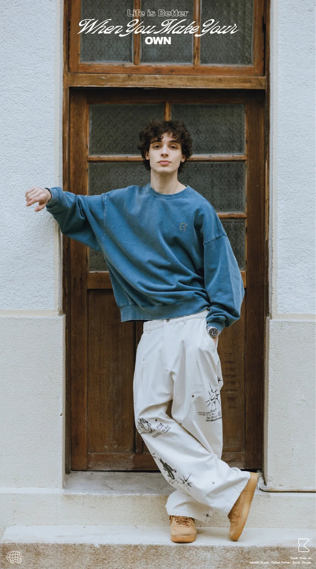 COWAVE 2025 Fall & Winter Wash Slogan Sweatshirt